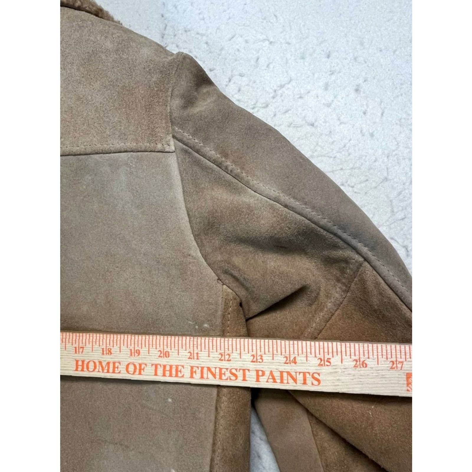 Vintage VINTAGE Genuine Leather Suede Heavy Jacket Mens Mid-Length Brown L See Pic Pockets Lined Classic Outdoor Retro USA American Jacket Size US L / EU 52-54 / 3 - 4 Thumbnail