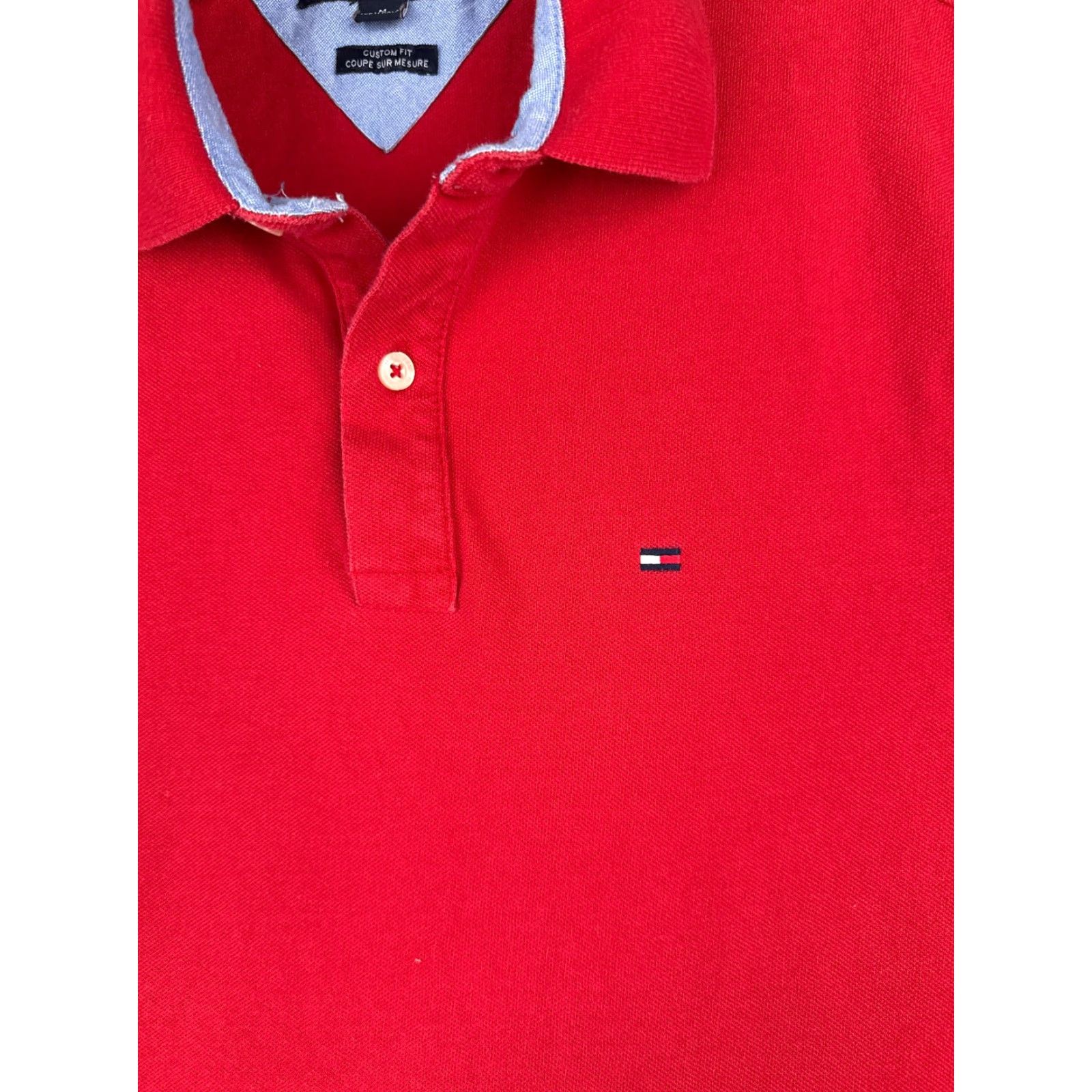 Tommy Hilfiger Tommy Hilfiger Shirt Men Medium Red 100% Cotton Custom Fit Short Sleeve Polo Slim Size US M / EU 48-50 / 2 - 6 Thumbnail