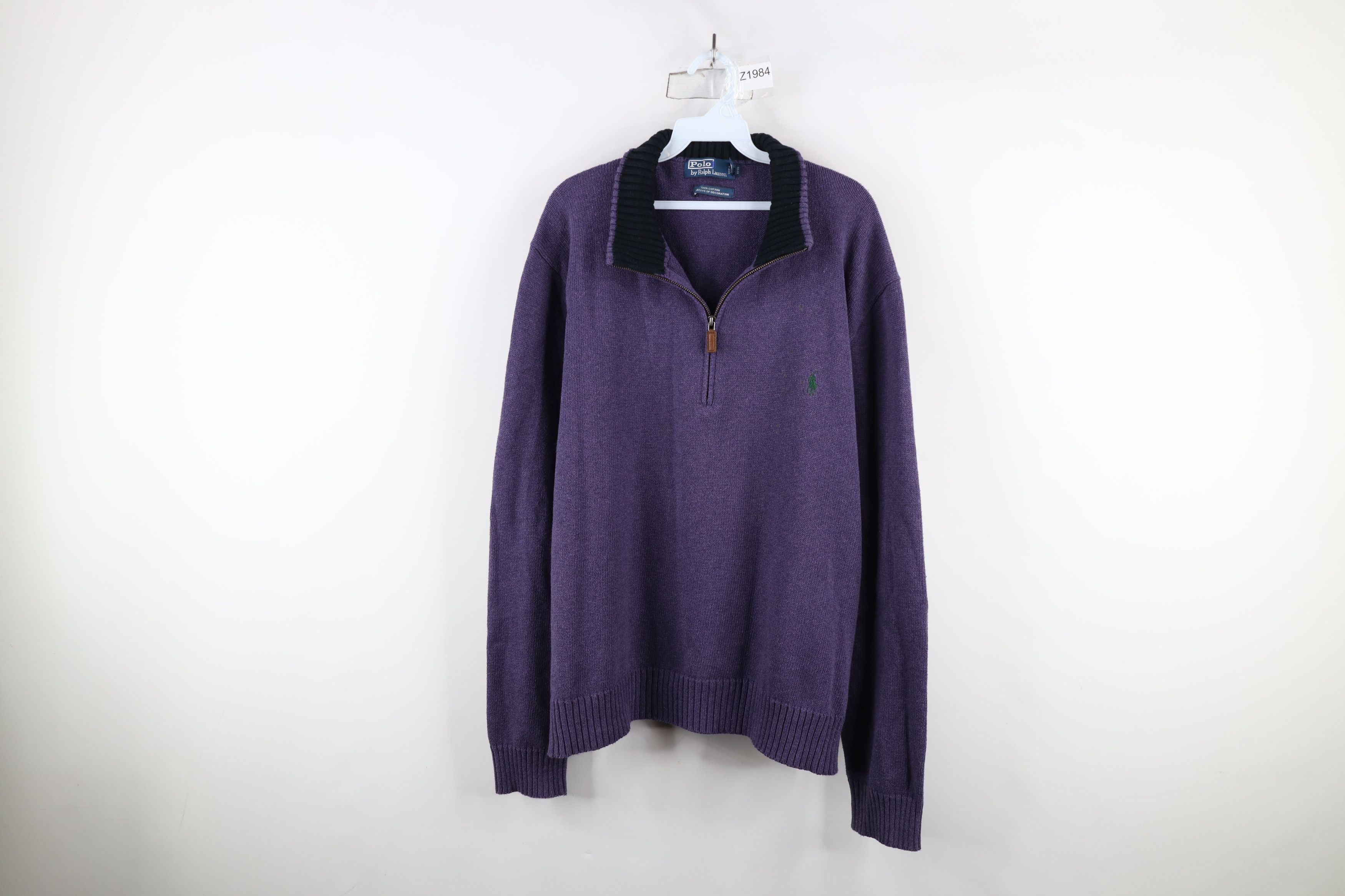 Ralph Lauren × Vintage Vintage 90s Ralph Lauren Half Zip Pullover Sweater Purple Size US XXL / EU 58 / 5 - 1 Thumbnail