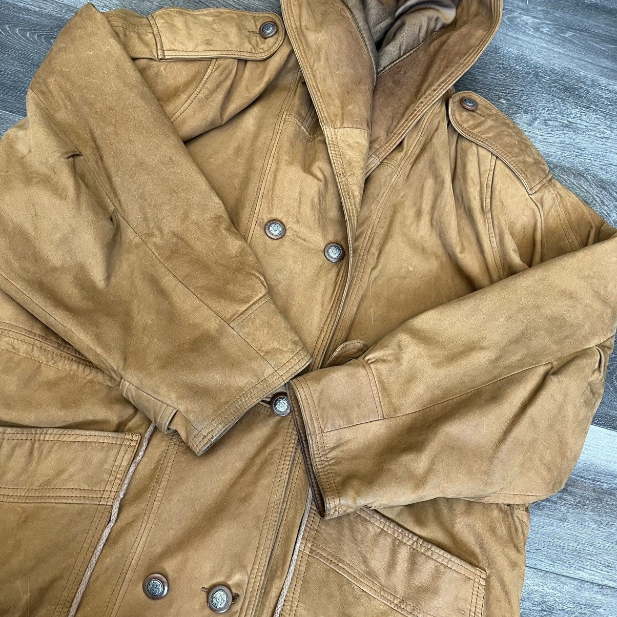 Vintage Vintage Sea Dream Hooded Leather Buttoned Barn Chore Jacket Size US L / EU 52-54 / 3 - 11 Thumbnail