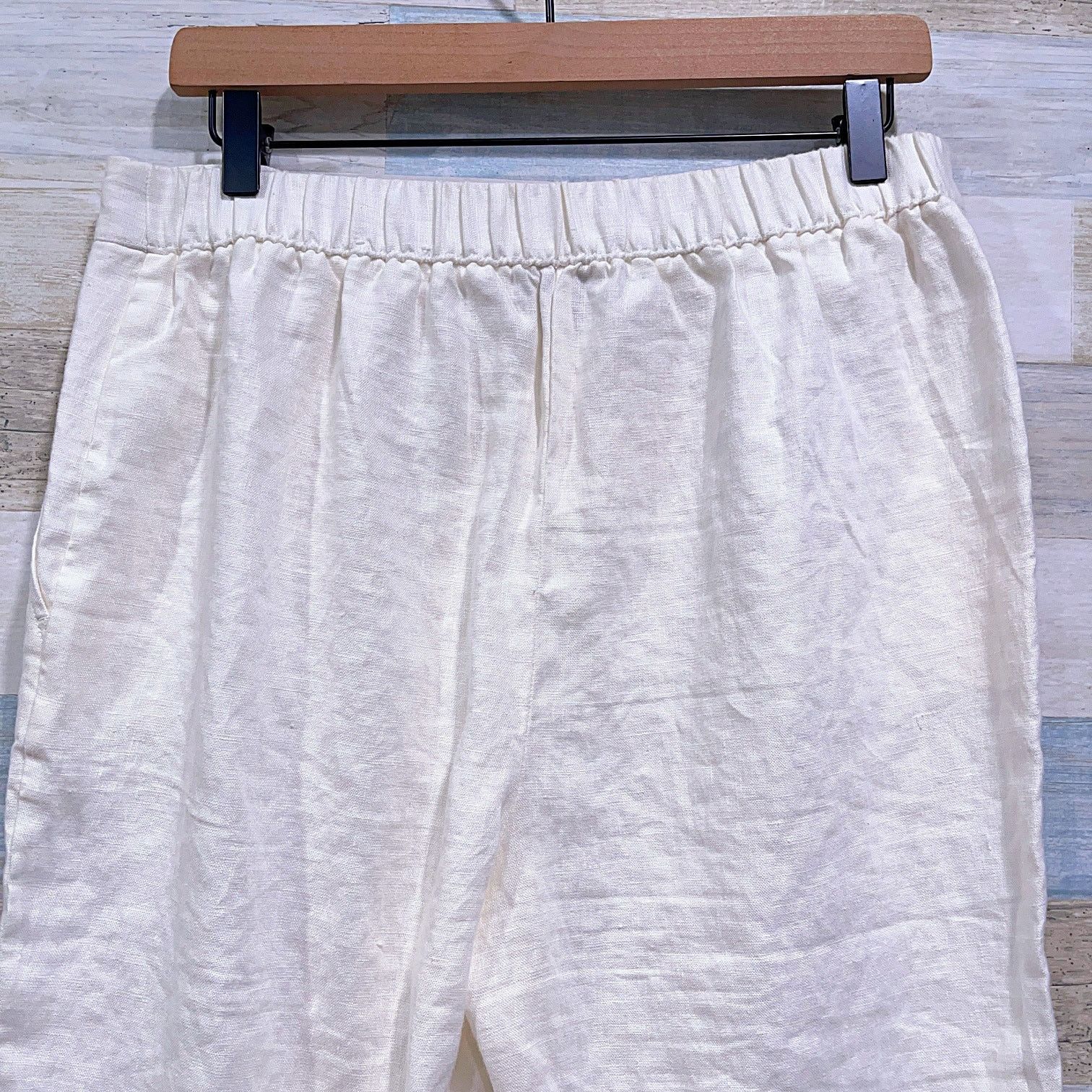 Chicos Chicos 100% Linen Wide Ankle Pants Ecru High Rise Medium 1.5 Size 27" / US 4 / IT 40 - 4 Thumbnail