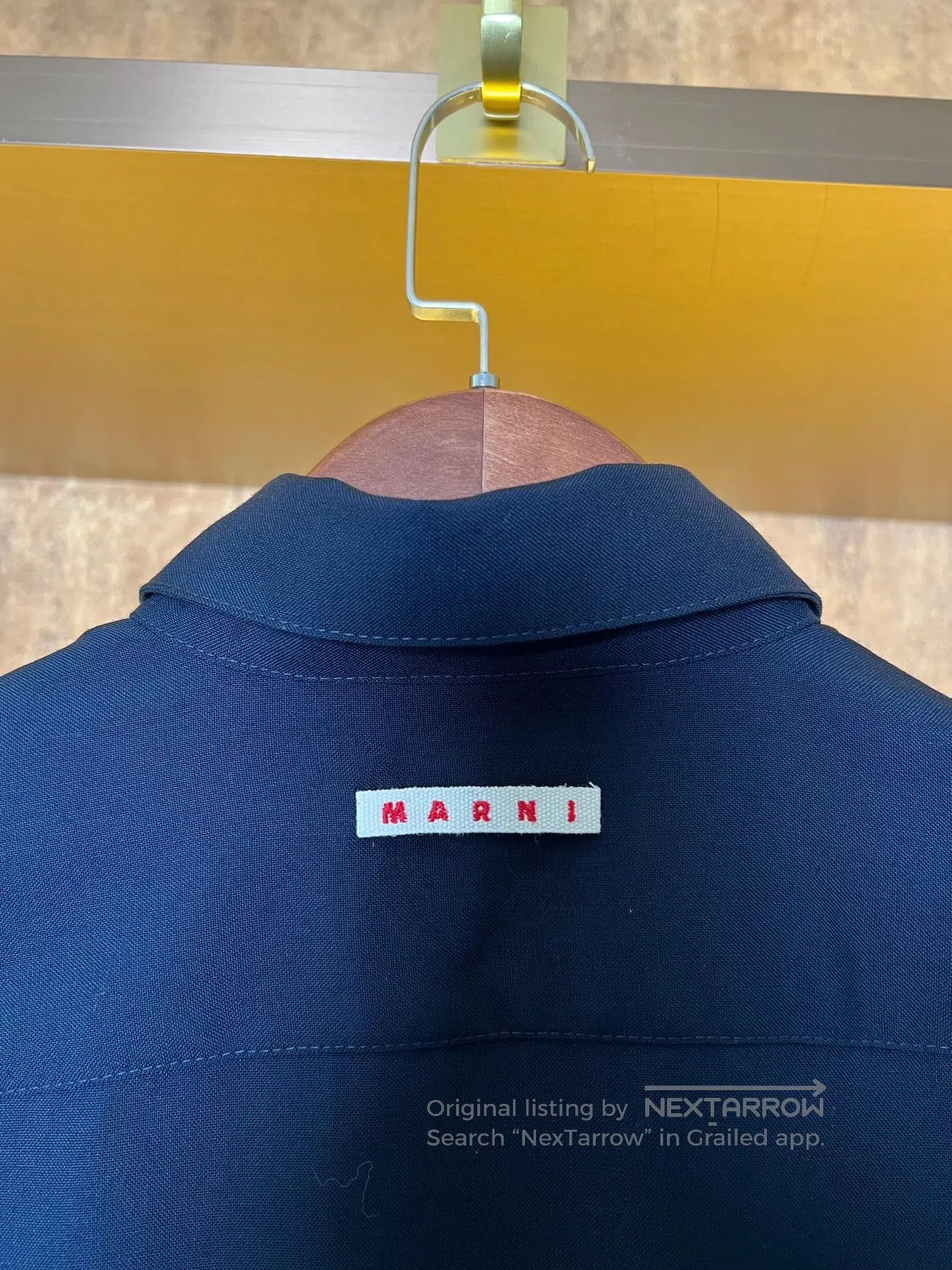 Marni MARNI Navy Blue Slogan Shirt| Size XL / US 12-14 / IT 48-50 - 3 Thumbnail