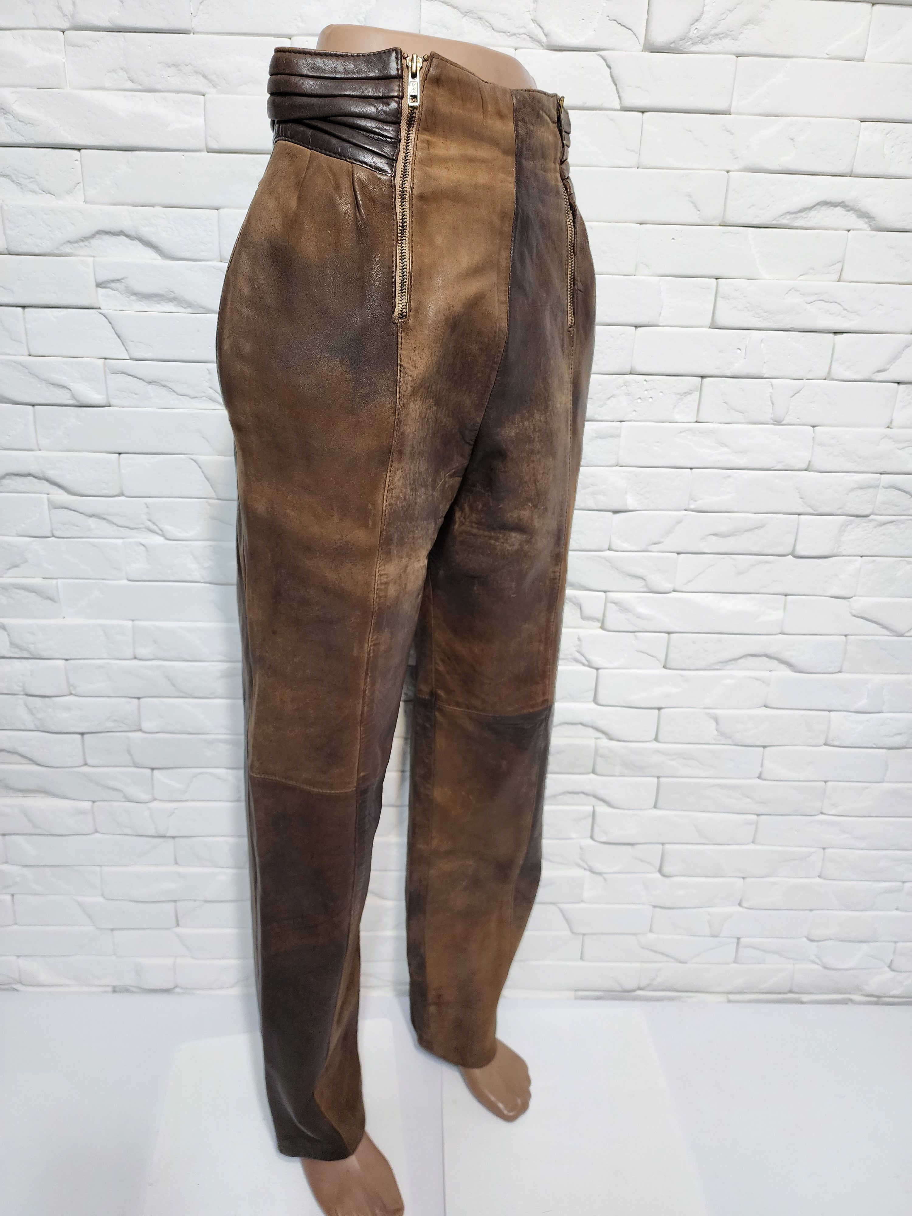 Genuine Leather Genuine Leather Brown Pants: Size 27" / US 4 / IT 40 - 3 Thumbnail