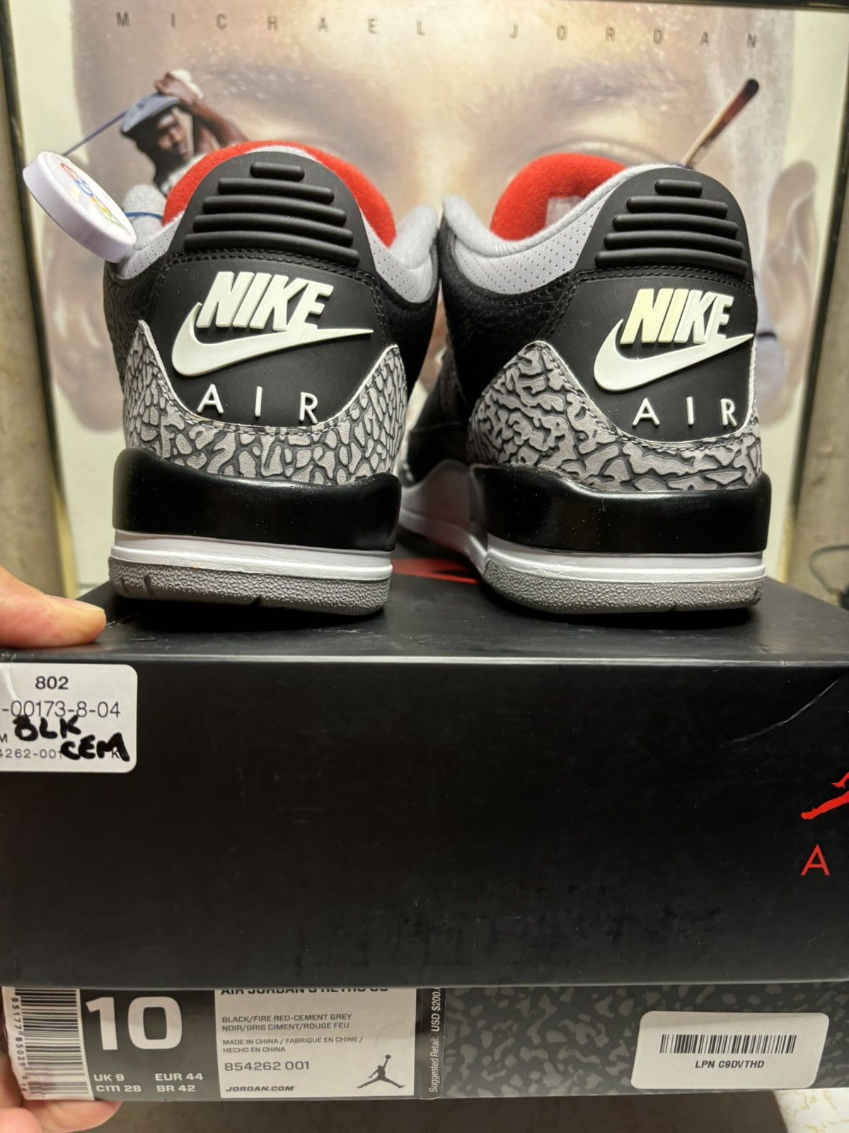 Jordan Brand Jordan 3 Retro Black Cement 2018 Size US 10 / EU 43 - 7 Thumbnail