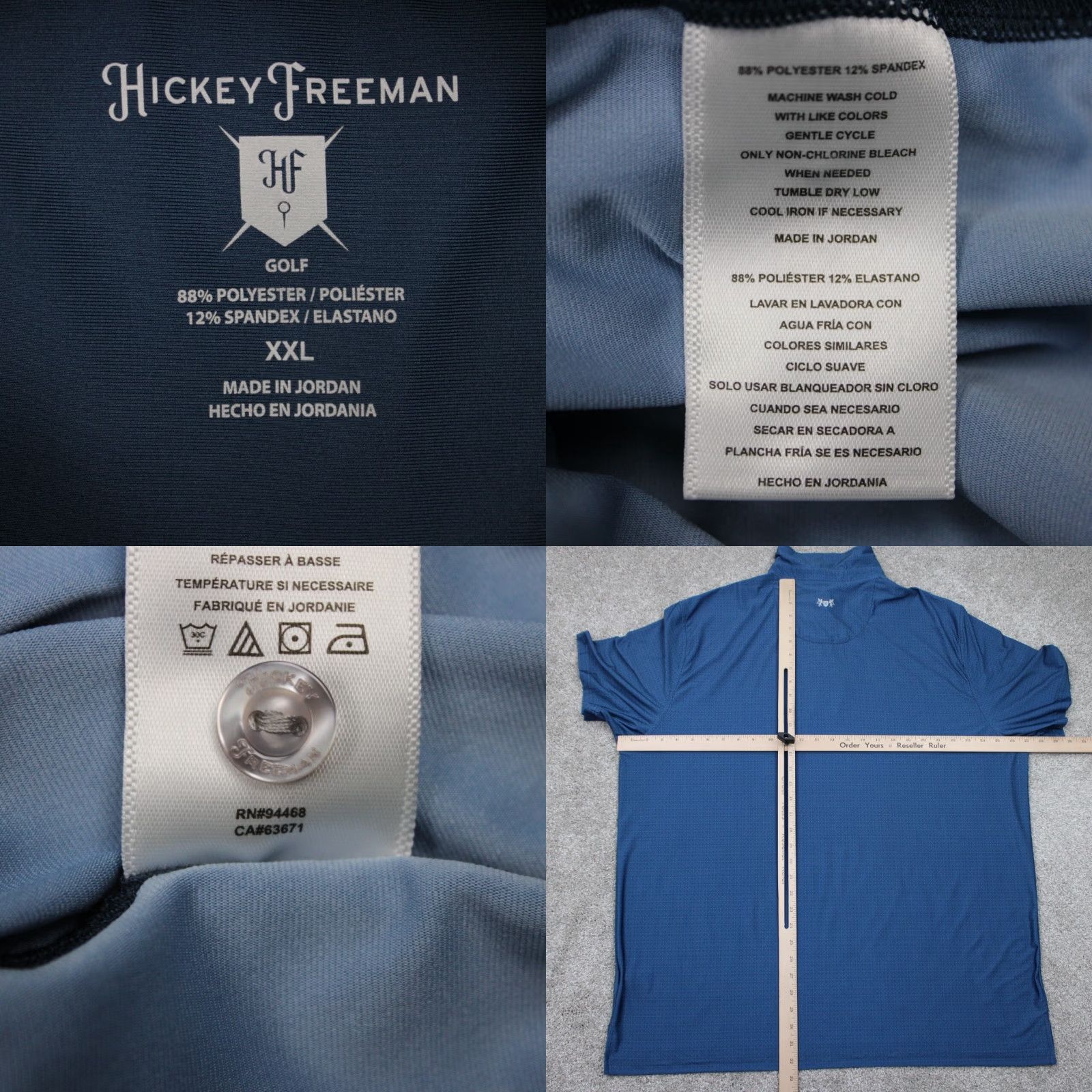 Vintage Hickey Freeman Polo Shirt Mens 2XL Blue Geometric Short Sleeve Stretch Pullover Shirt Regular Fit Shirt Polo VINTAGE? No Size US XXL / EU 58 / 5 - 8 Thumbnail