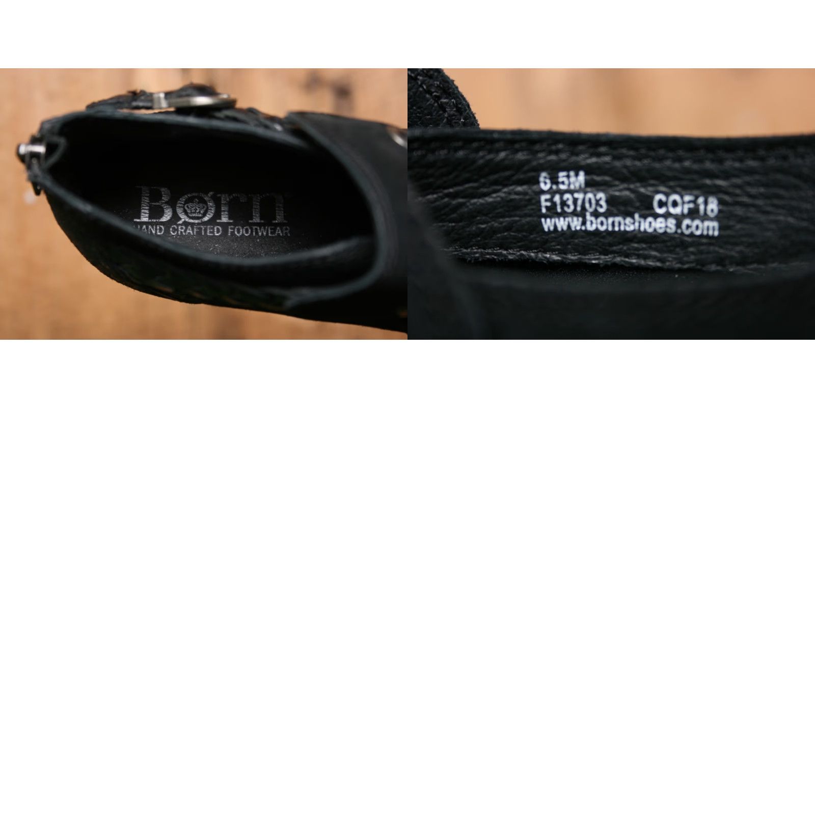 Born BORN Sylvia Black Burnished Suede Bootie Women's Low Ankle Boot 6.5 M Bucket Buckle Strap Zip Size US 7 / IT 37 - 8 Thumbnail
