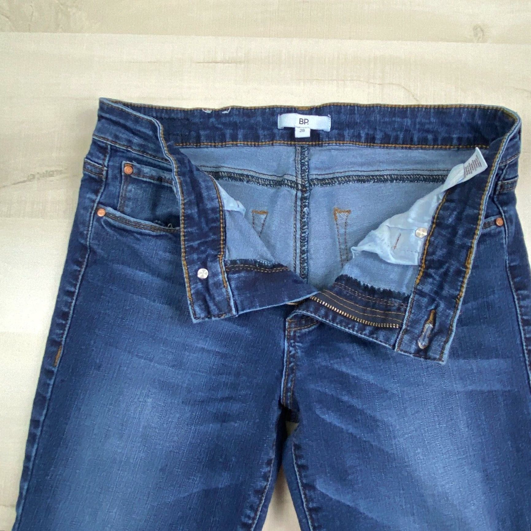 Vintage BP Womens Skinny Jeans 28 28x25 Extra Large Blue Mid Rise Raw Hem Medium Wash Denim Stretch Size 28" / US 6 / IT 42 - 3 Thumbnail
