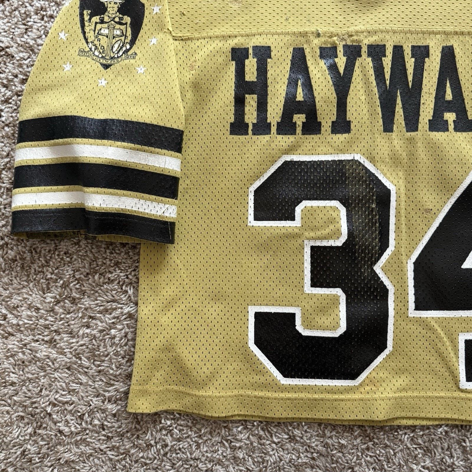 Champion × Vintage Vintage 80’s Champion Cropped Football Jersey Yellow Black Size US L / EU 52-54 / 3 - 5 Thumbnail
