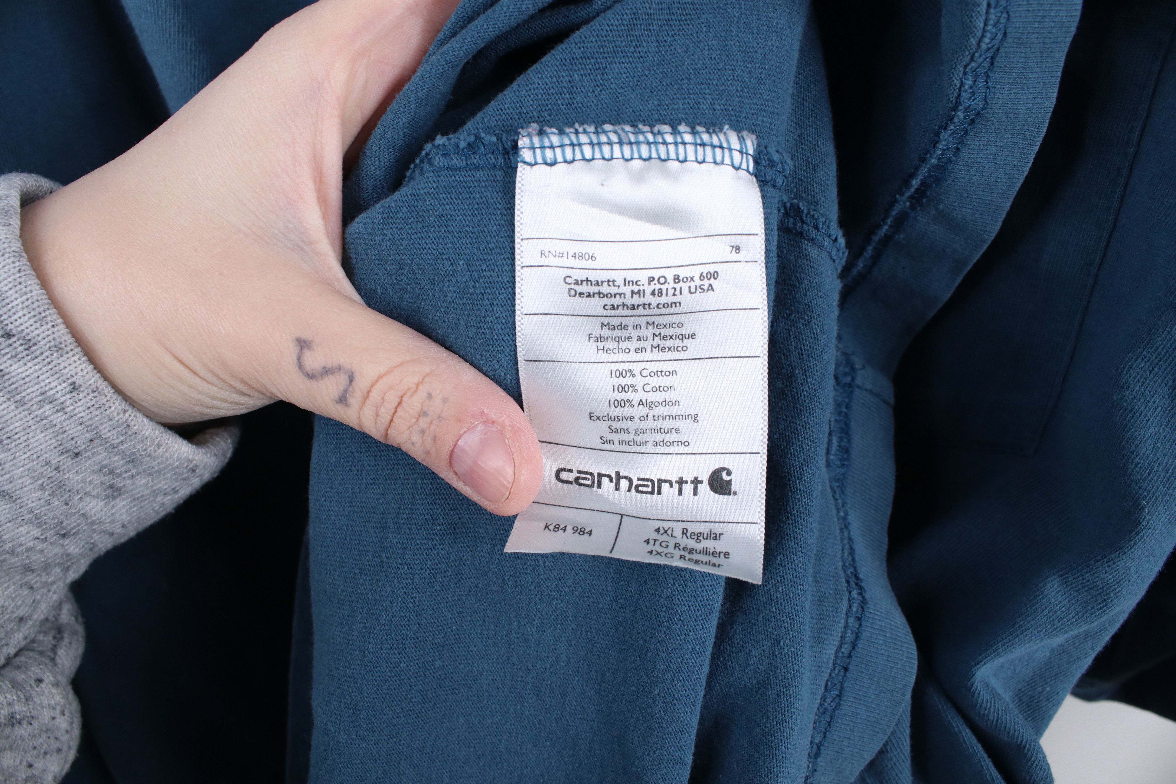 Carhartt × Vintage Vintage Y2K Carhartt Box Logo Henley T-Shirt Blue Cotton Size US XXL / EU 58 / 5 - 9 Thumbnail