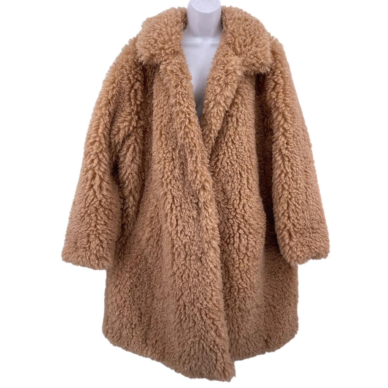 image of Lane Bryant Size 14 16 Tan Teddy Bear Jacket Open Front Nwt, Women's