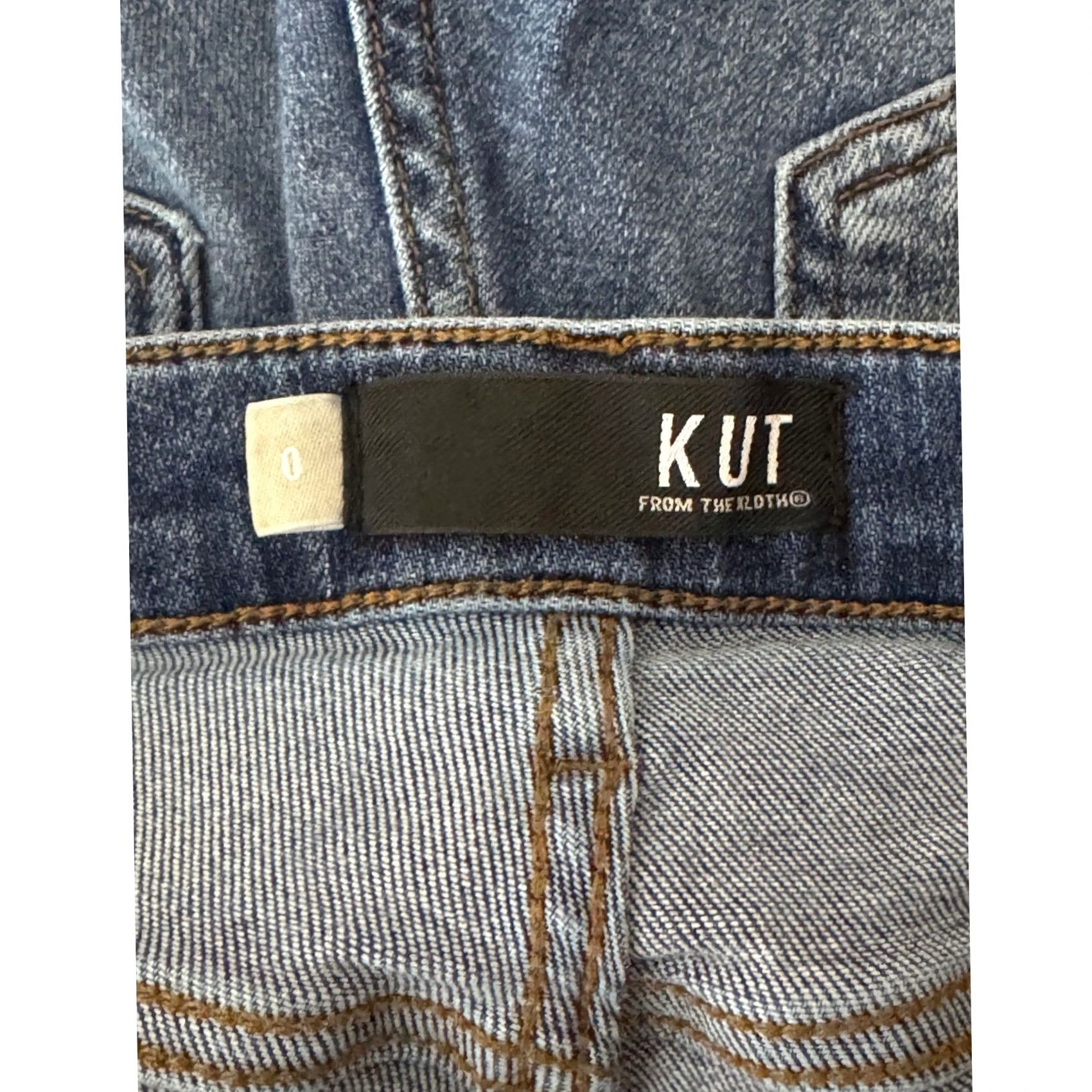 Vintage Kut From The Kloth Women's Blue Denim Jeans Distressed Button Fly Size 0 Size 25" / US 0 / IT 36 - 6 Thumbnail
