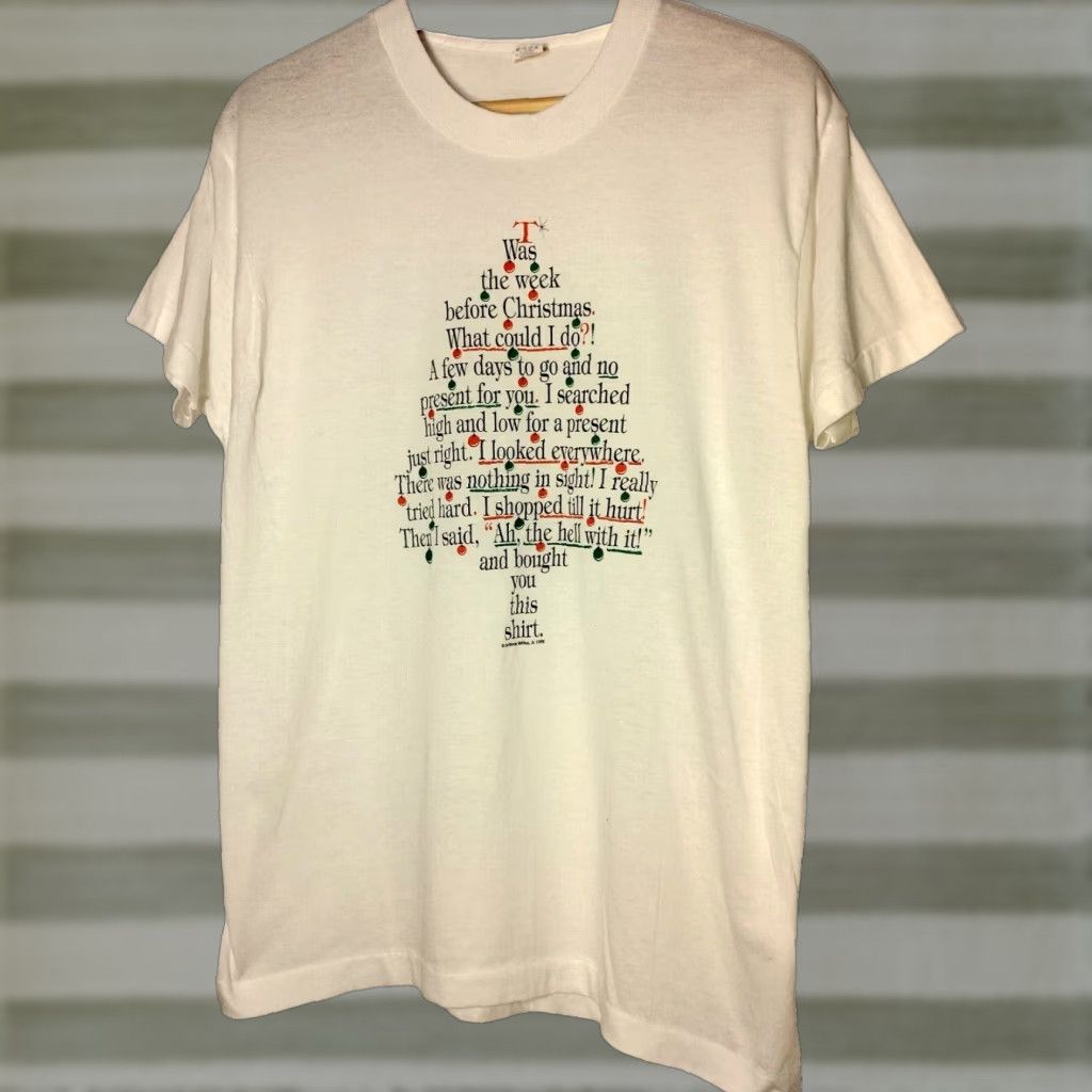 Vintage VINTAGE 90s Christmas Shirt Funny Gift Tree White Single Stitch T-Shirt Mens XL Christmas Tree Mens XL White Single Stitch Shirt Size US XL / EU 56 / 4 - 1 Thumbnail