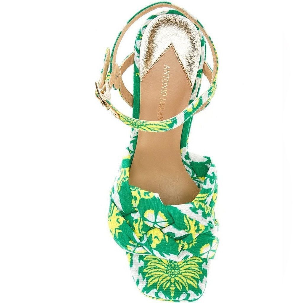 Antonio Maurizi Antonio Melani Mya Royal Palm Print Braided Platform Dress Size US 8 / IT 38 - 3 Thumbnail