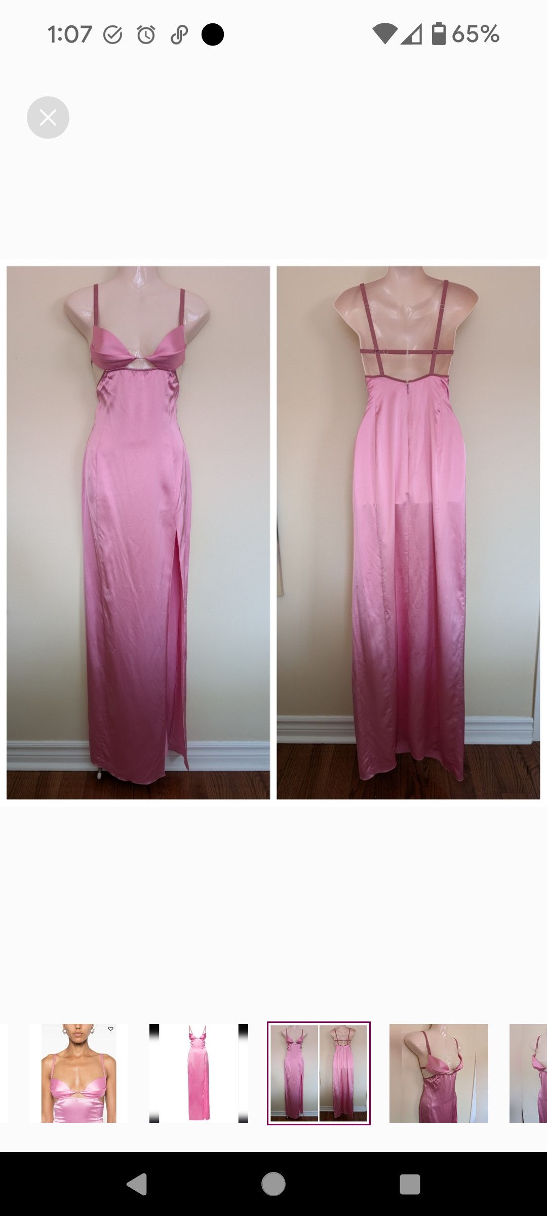 Nensi Dojaka Double Petal Satin Maxi Dress Pink Small
