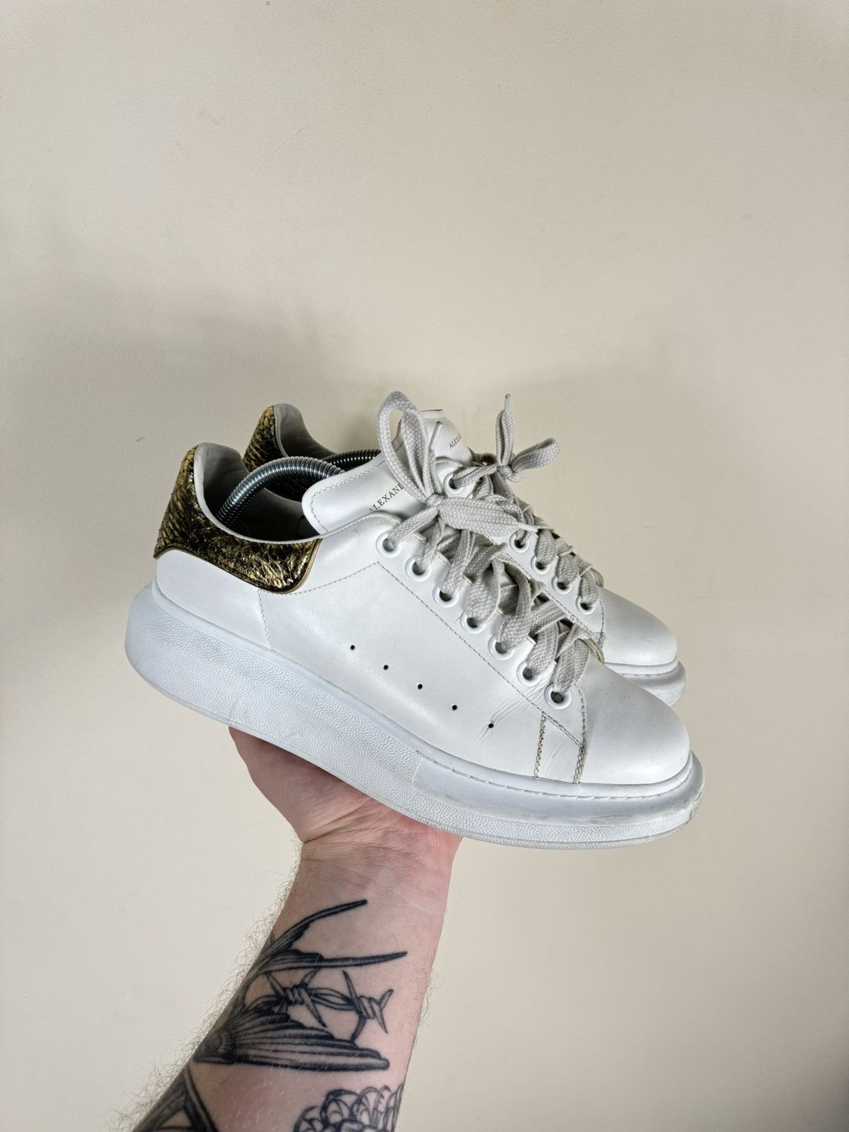 Alexander McQueen Oversized Gold Python Print Sneakers