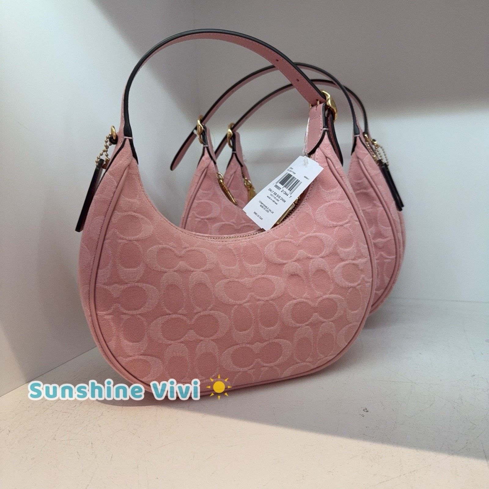 Coach NWT COACH Emily Shoulder Bag Denim Gold/Light Pink CEN04 Size ONE SIZE - 6 Thumbnail