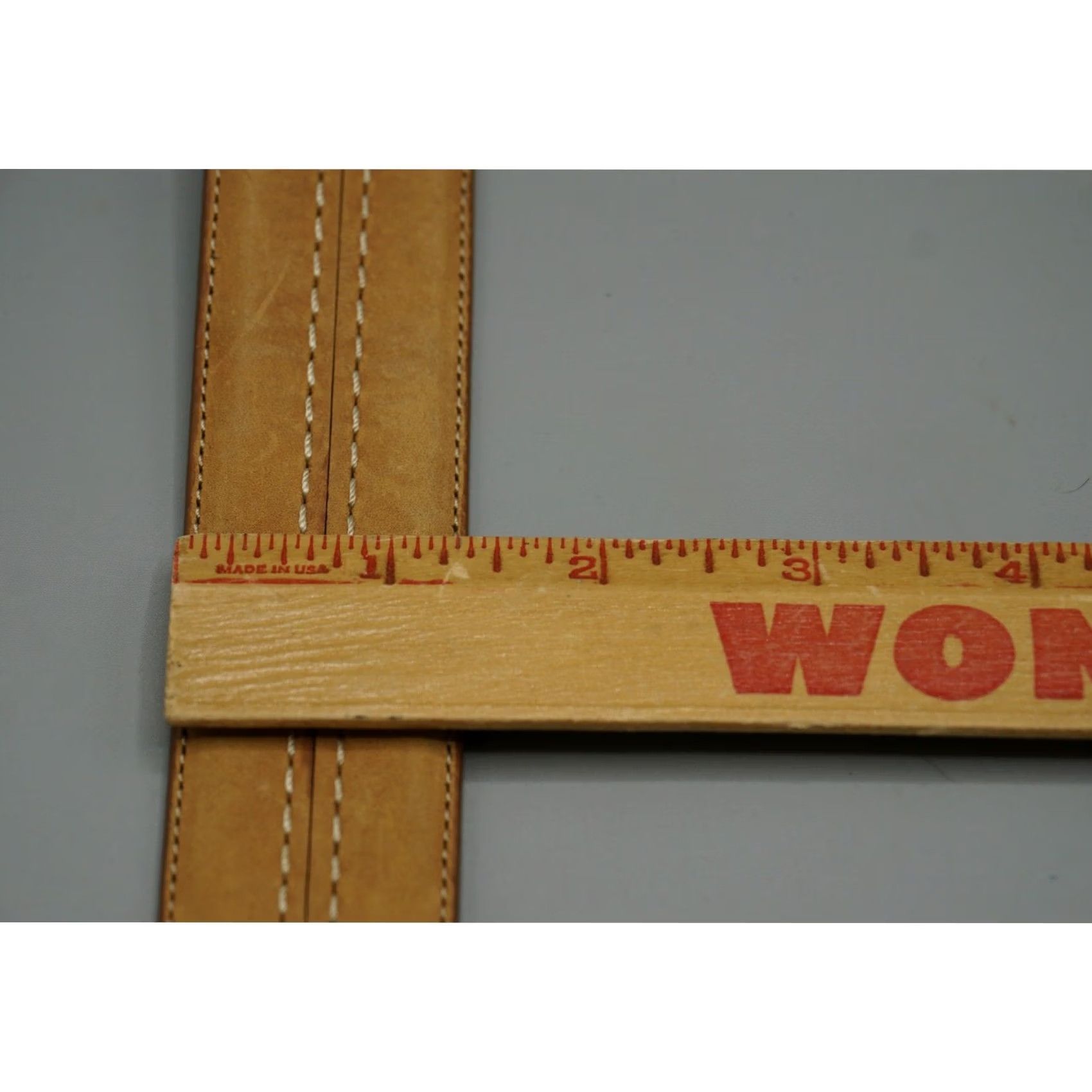 Vintage Columbia Belt Mens Leather Tan Nubuck 1.5" 38/95 Triple Stitch Buckle Classic Work Belt Mens Size 38 - 5 Thumbnail