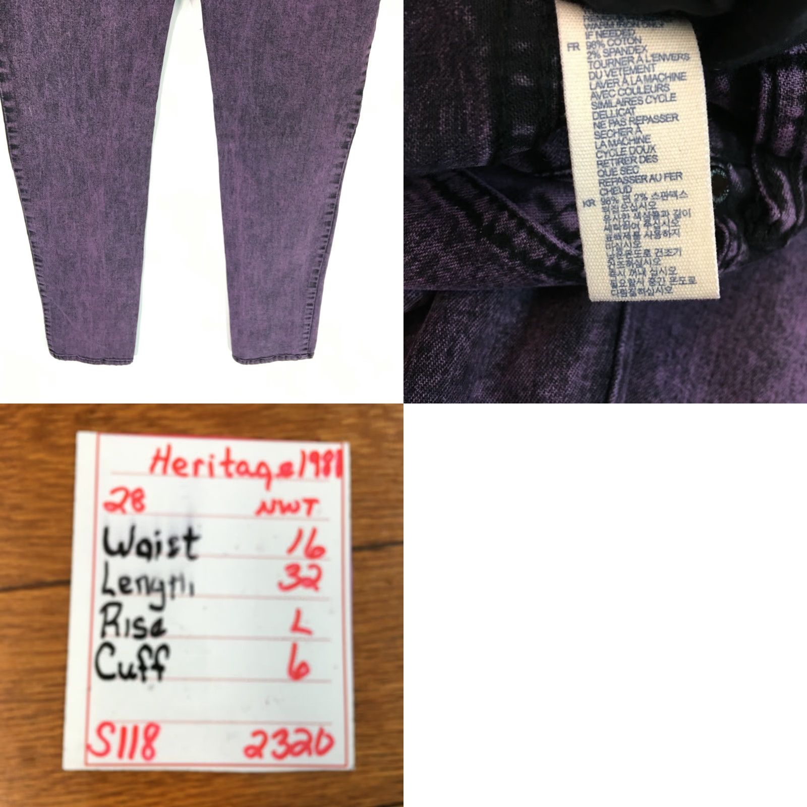 Vintage Heritage 1981 Womens Skinny Jeans Size 28 Purple Denim Casual Regular Size 28" / US 6 / IT 42 - 8 Thumbnail