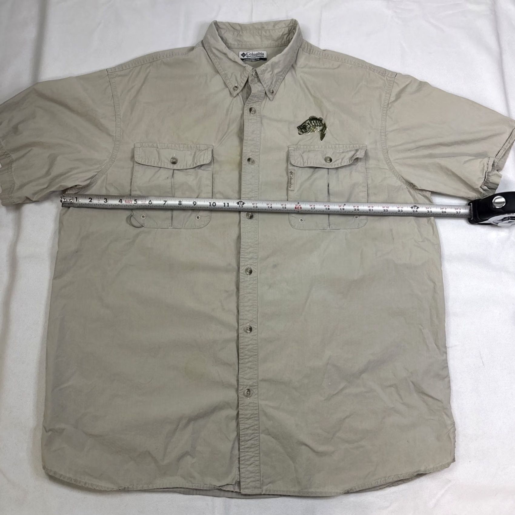 Vintage Columbia Button Down Men’s 2XL Beige PFG Walleye Fishing Short Sleeve Khaki Vent Shirt Mens 2XL Beige Walleye Fishing Columbia Button-Down Shirt Size US 39 - 4 Thumbnail