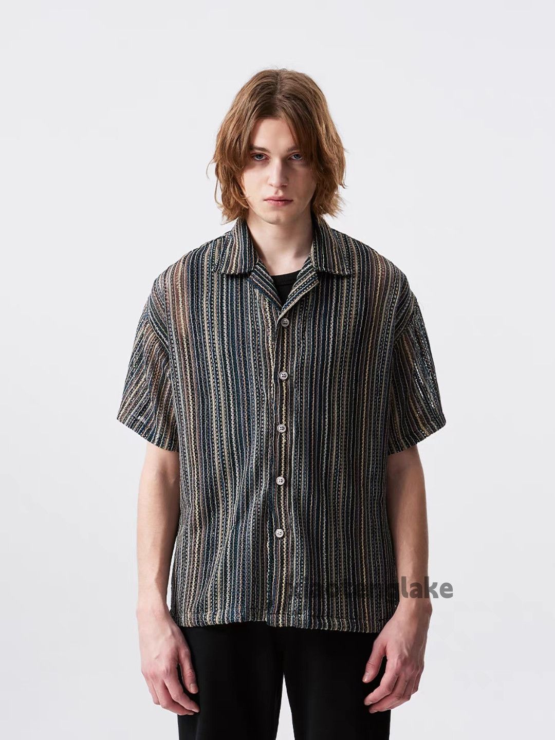 Unisex utility punk hiphop yuppie striped party shirt