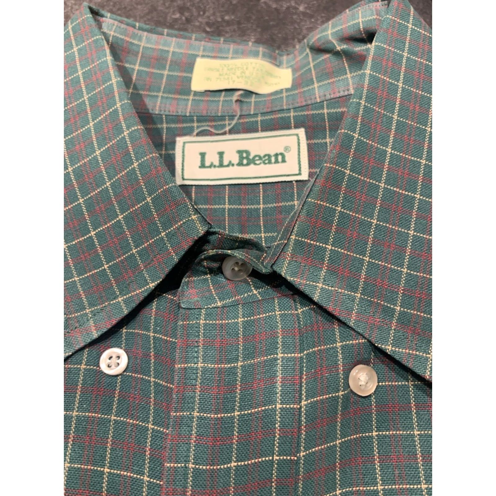 Vintage L.L. Bean Dress Shirt Men 17 Regular Cotton Blue Long Sleeve Button-Down Preppy Oxford Size 46R - 4 Thumbnail