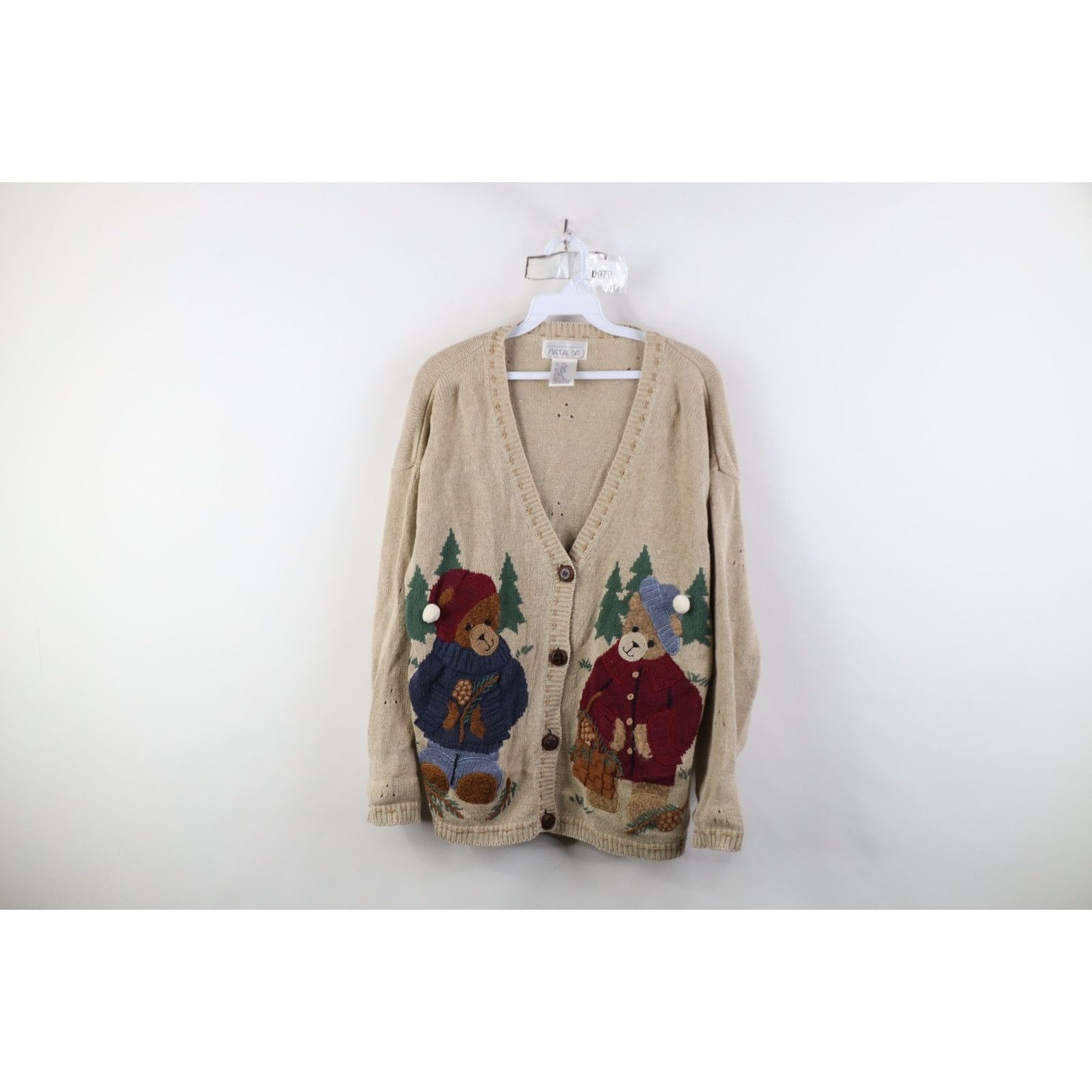 Vintage 90s Christmas Bear Mohair Blend Cardigan Sweater
