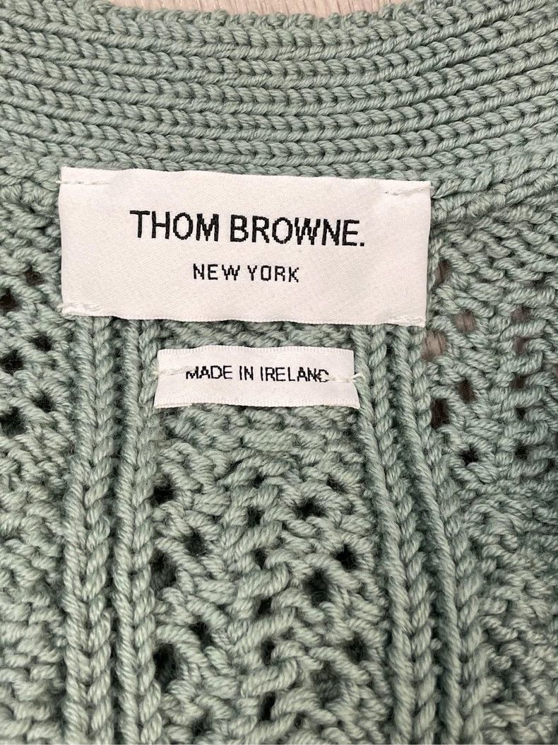 Thom Browne Thom browne Gray-green four-striped wool cardigan jacket 25 Size US XS / EU 42 / 0 - 5 Thumbnail