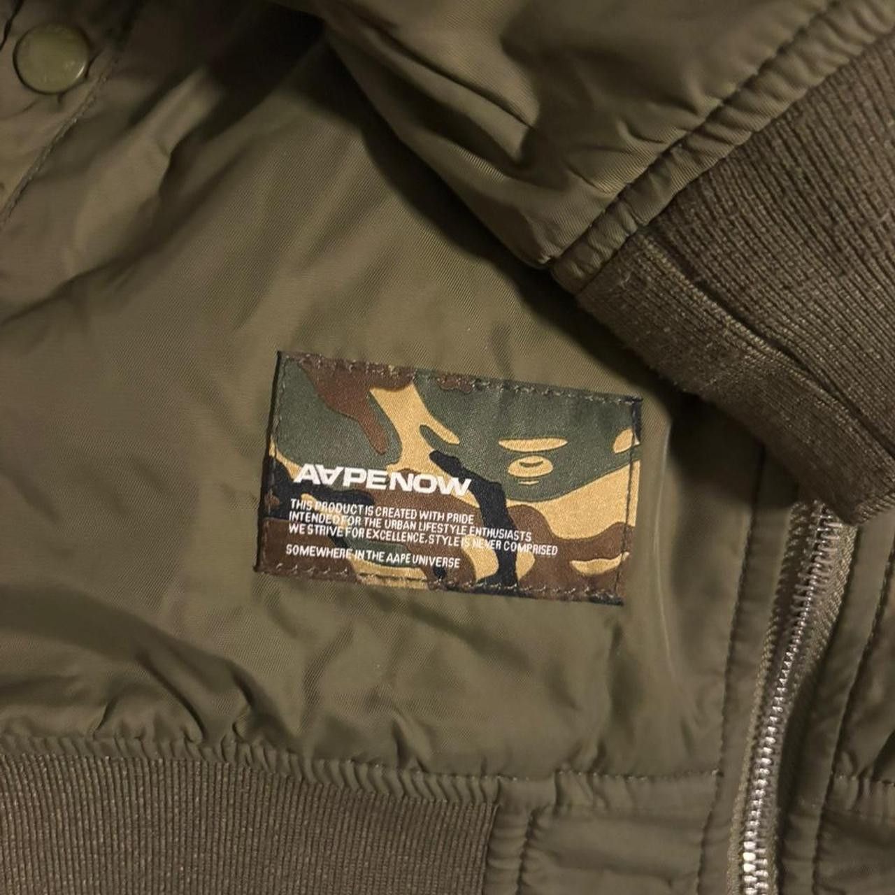 Aape AAPE By A Bathing Ape Olive Green Bomber Flight Jacket Size US L / EU 52-54 / 3 - 6 Thumbnail