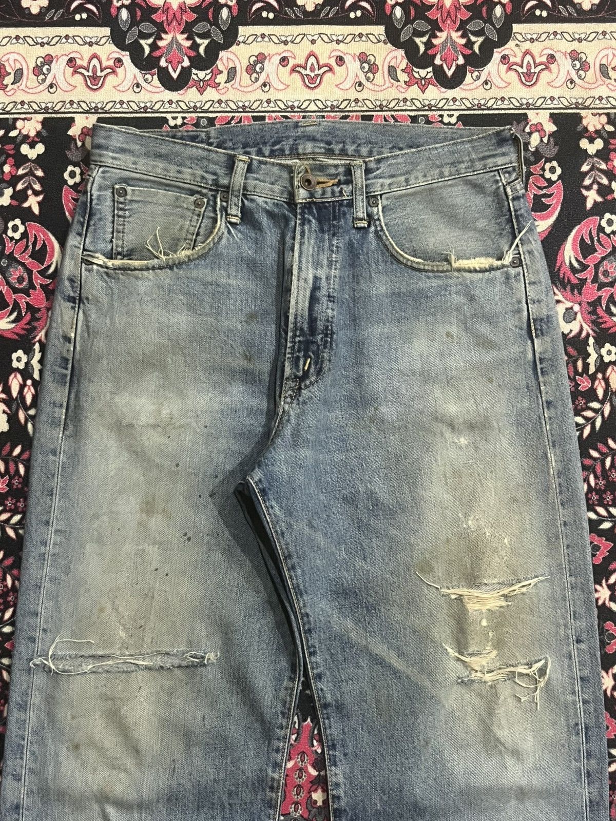 Kapital Vintage Edwin 505 Blue Wash Paint Splatter Rip Selvedge Jean Size US 30 / EU 46 - 4 Thumbnail