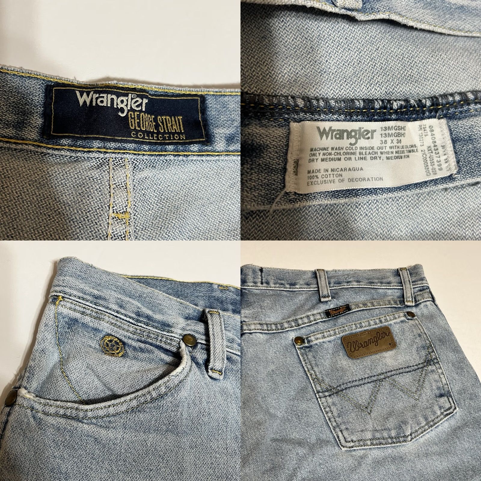 Wrangler Wrangler Jeans Men Tag 38x36 38x35 George Strait Cowboy Cut Western Blue Denim Regular Fit High Rise Wrangler George Strait Collection Mens Jeans Size US 38 / EU 54 - 8 Thumbnail