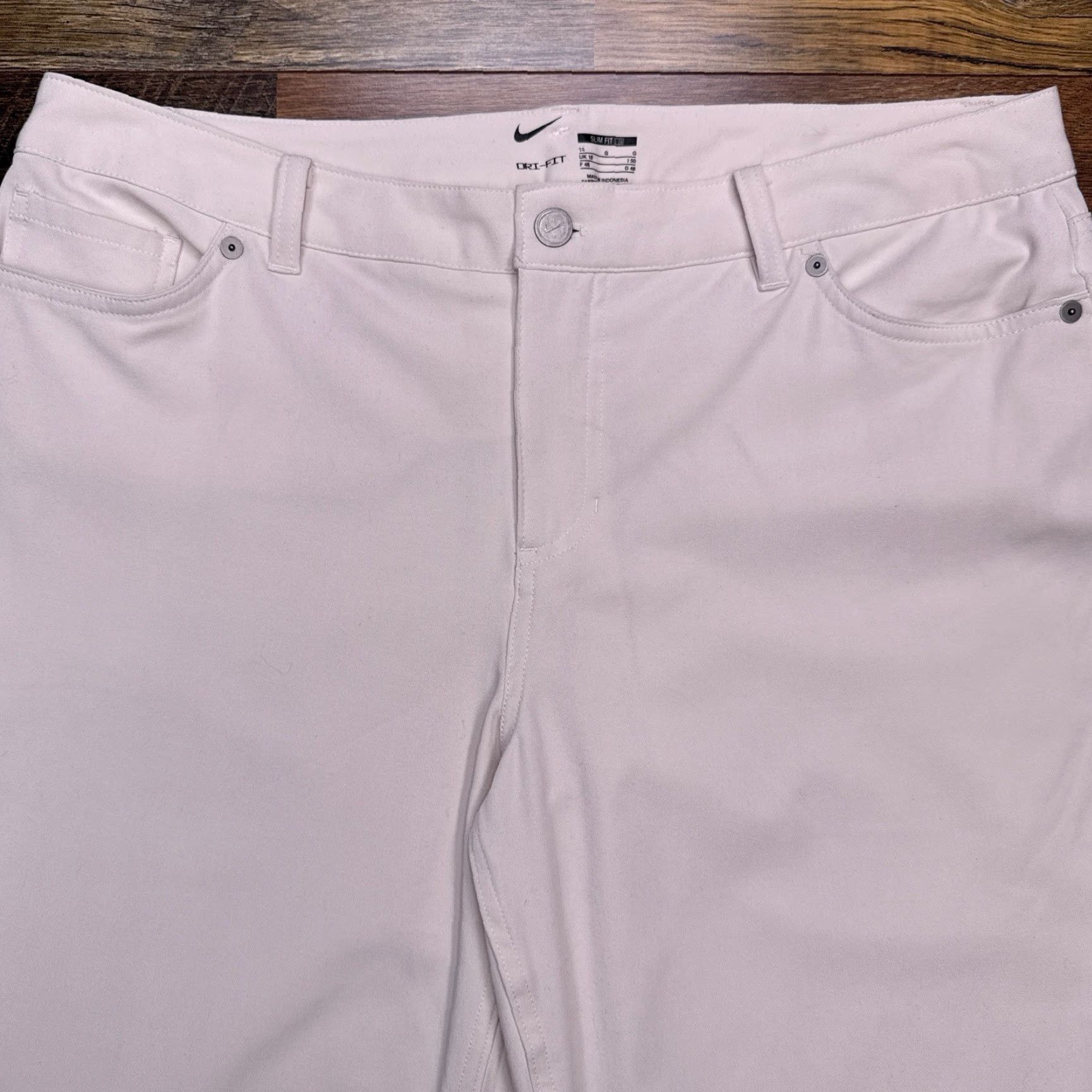 Nike Nike Dri-FIT Slim Fit Pants Womens 14 Beige Mid Rise Stretch Activewear Tapered Inseam 28 in Knit Cotton Blend Khakis Regular Women Mens? Size 36" / US 14 / IT 50 - 2 Thumbnail