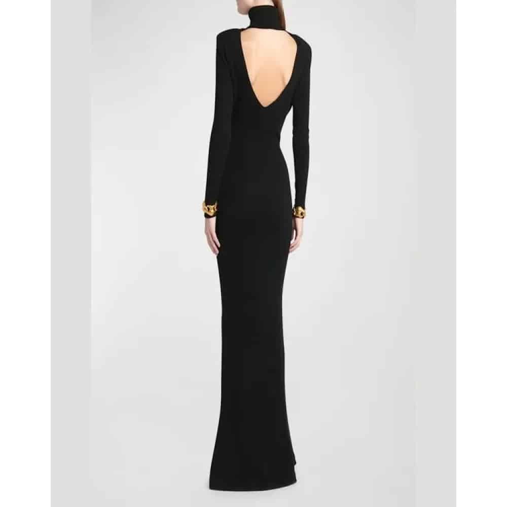 Tom Ford o1loc1c1125 o1loc1c1225 Cashmere Knit Evening Dress in Black Size M / US 6-8 / IT 42-44 - 3 Thumbnail