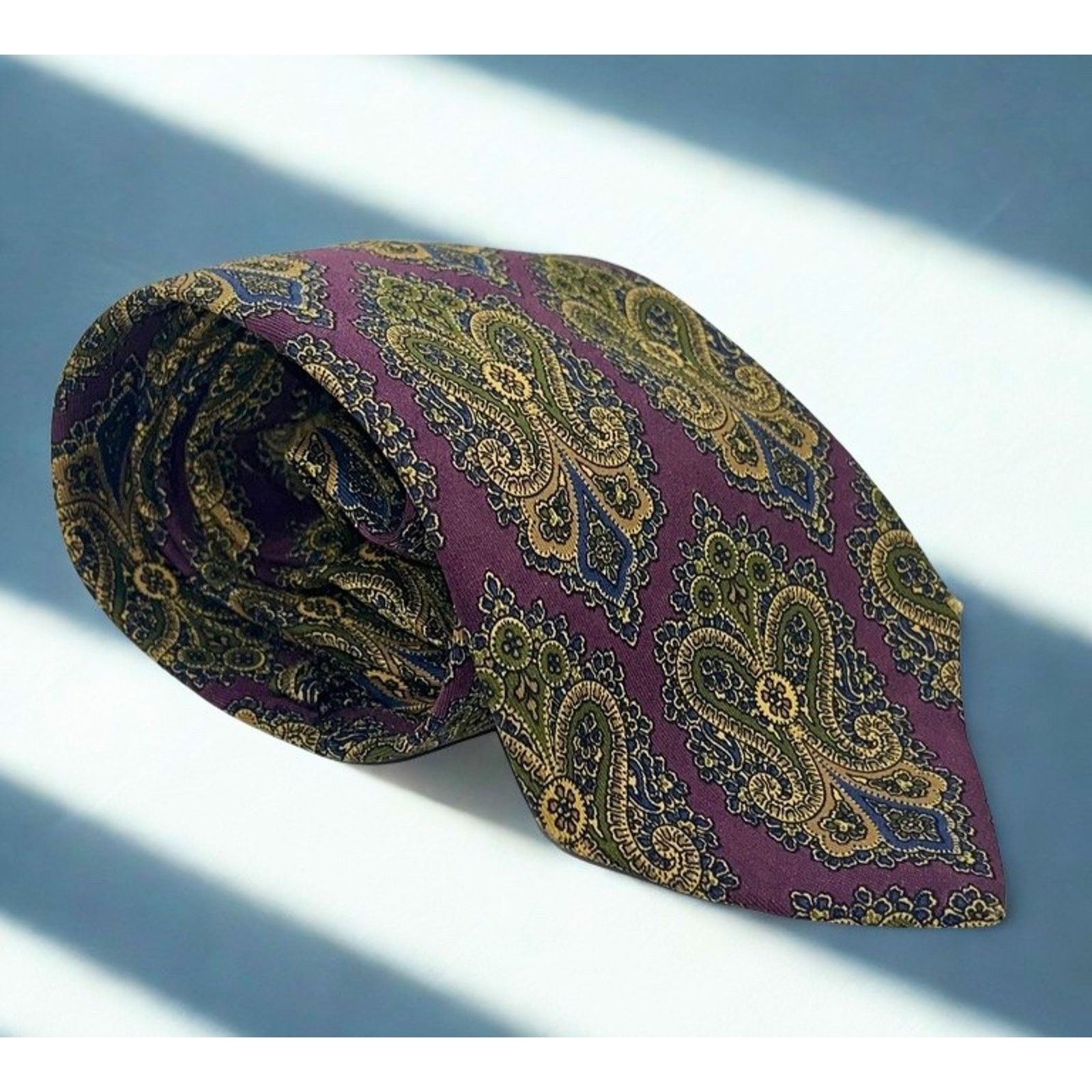 Coach Coach Silk Tie Purple Gold Paisley Floral Italy Luxury Size ONE SIZE - 9 Thumbnail
