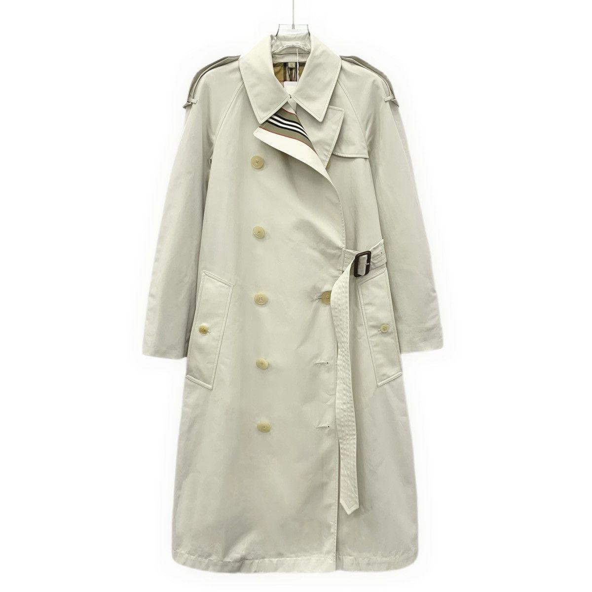 Burberry Burberry White Cotton Double Breasted Belted Trench Coat Size S / US 4 / IT 40 - 1 Thumbnail