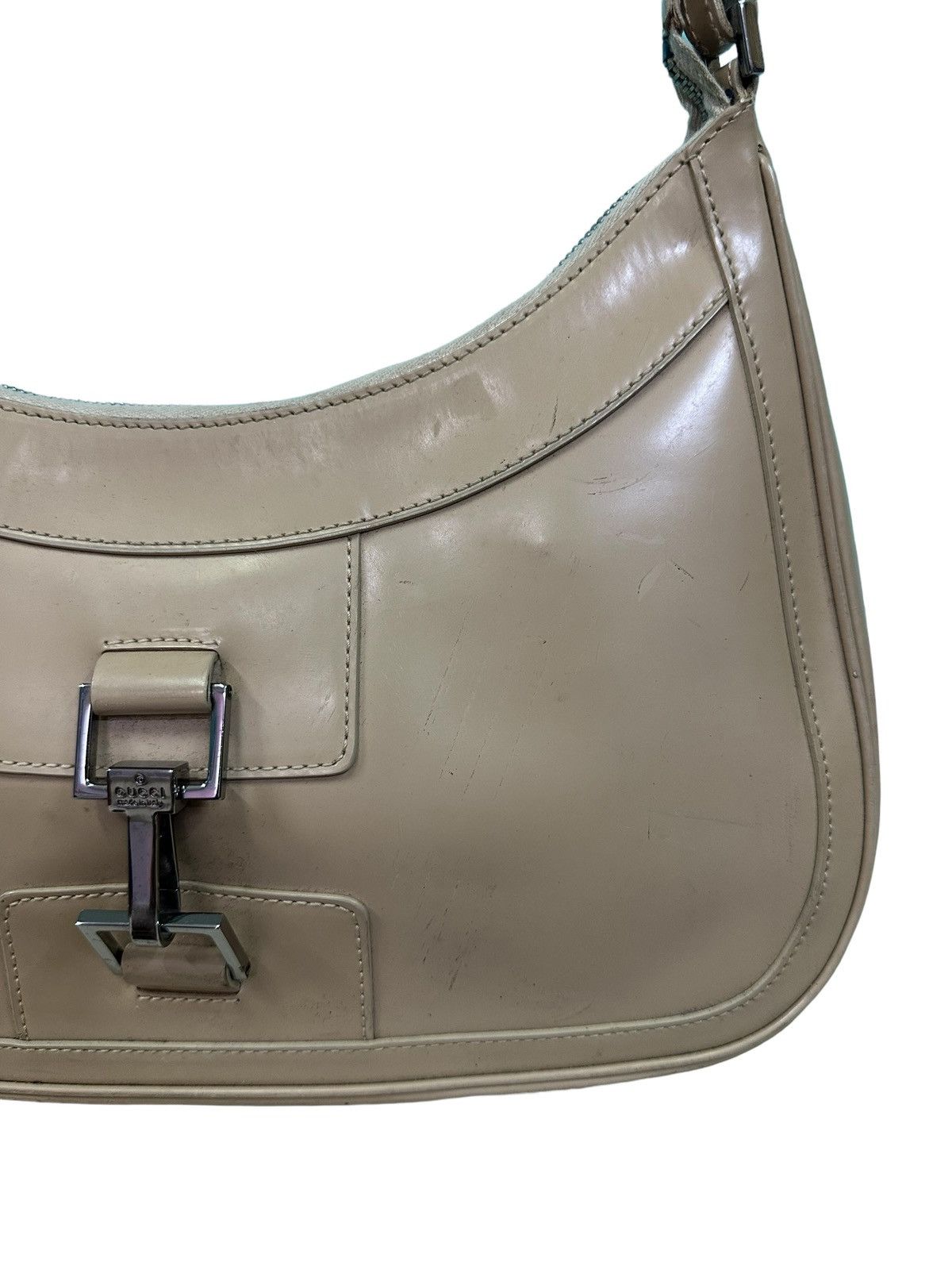 Gucci AUTHENTIC GUCCI BEIGE PATENT LEATHER JACKIE SHOULDER BAG Size ONE SIZE - 5 Thumbnail