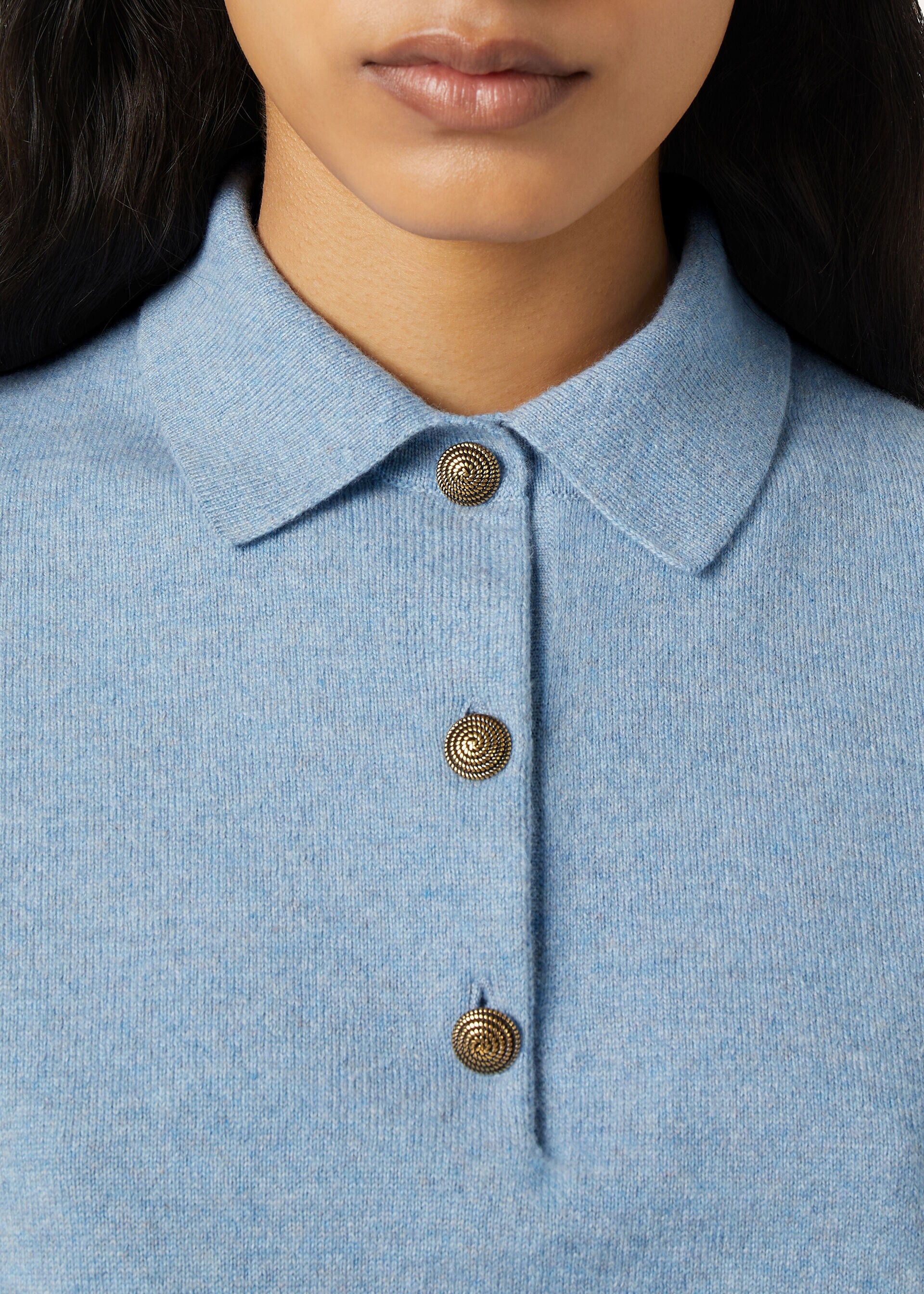 Loro Piana os11x0326 FAQ8646 Classic Polo Shirt in Airy Sky Melange Size XS / US 0-2 / IT 36-38 - 3 Thumbnail