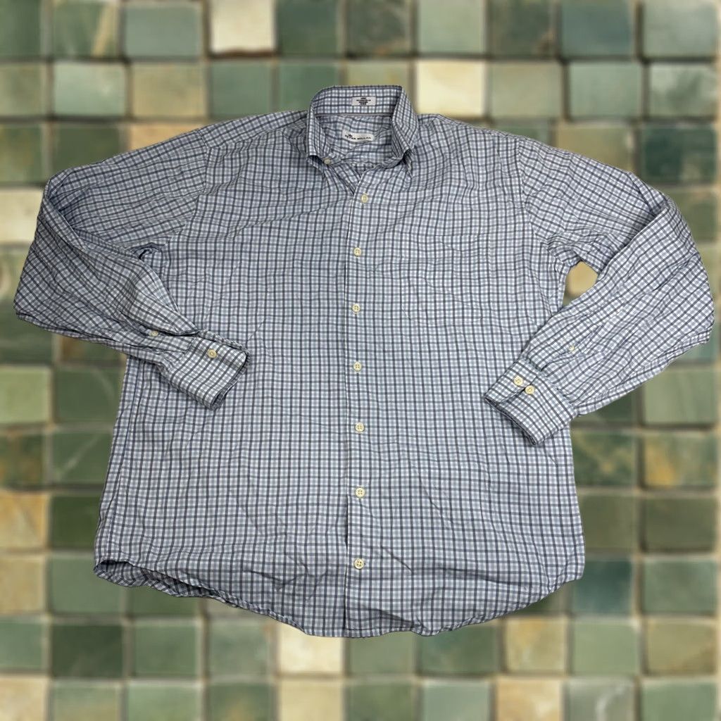 Peter Millar Peter Millar Button-Up Long Sleeve Men Large Blue Plaid Silk Cotton Shirt Size US L / EU 52-54 / 3 - 1 Thumbnail