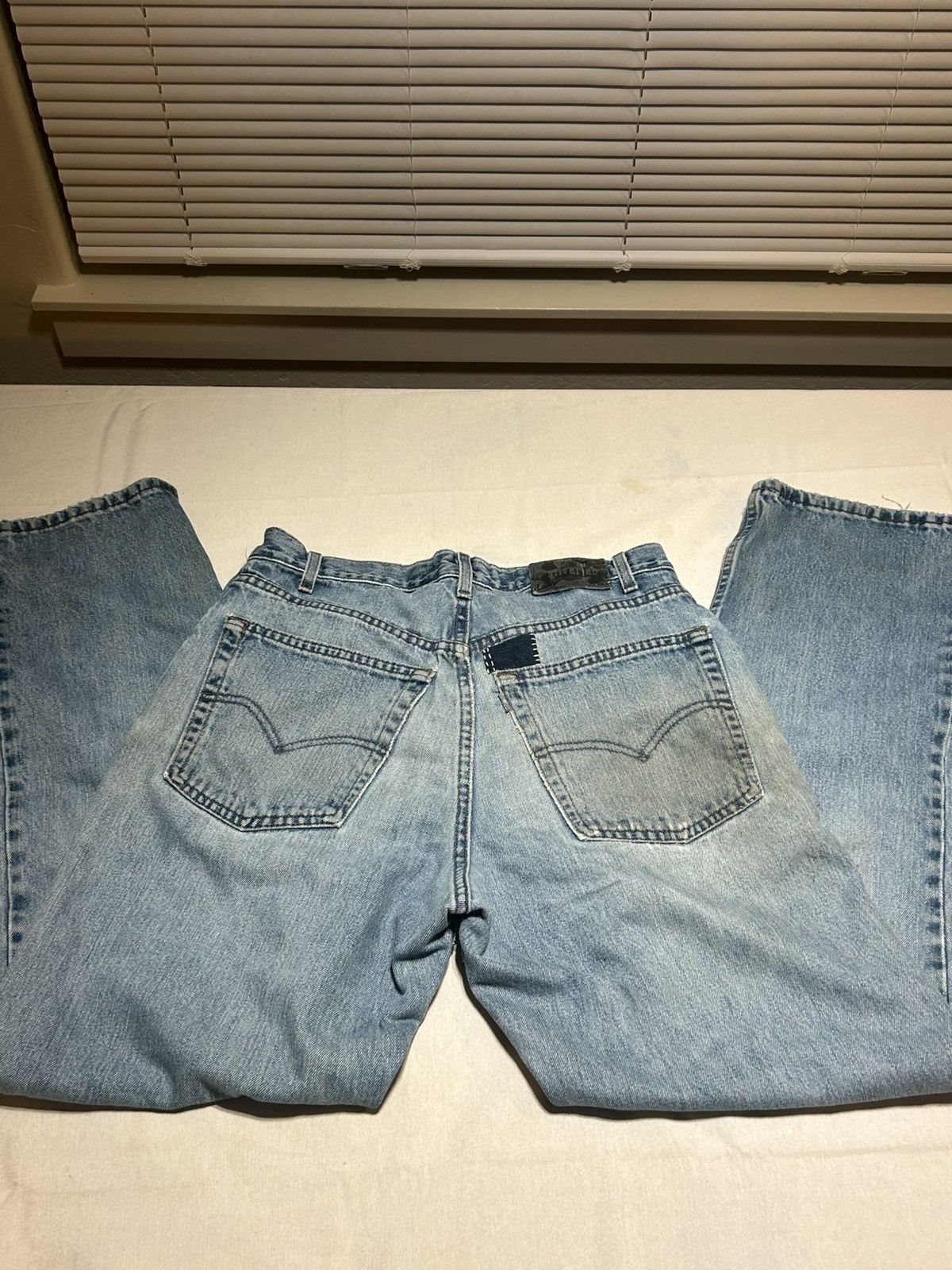 Other Vintage Baggy Denim Silver Tabs -Black Leather Patch- Size US 32 / EU 48 - 4 Thumbnail