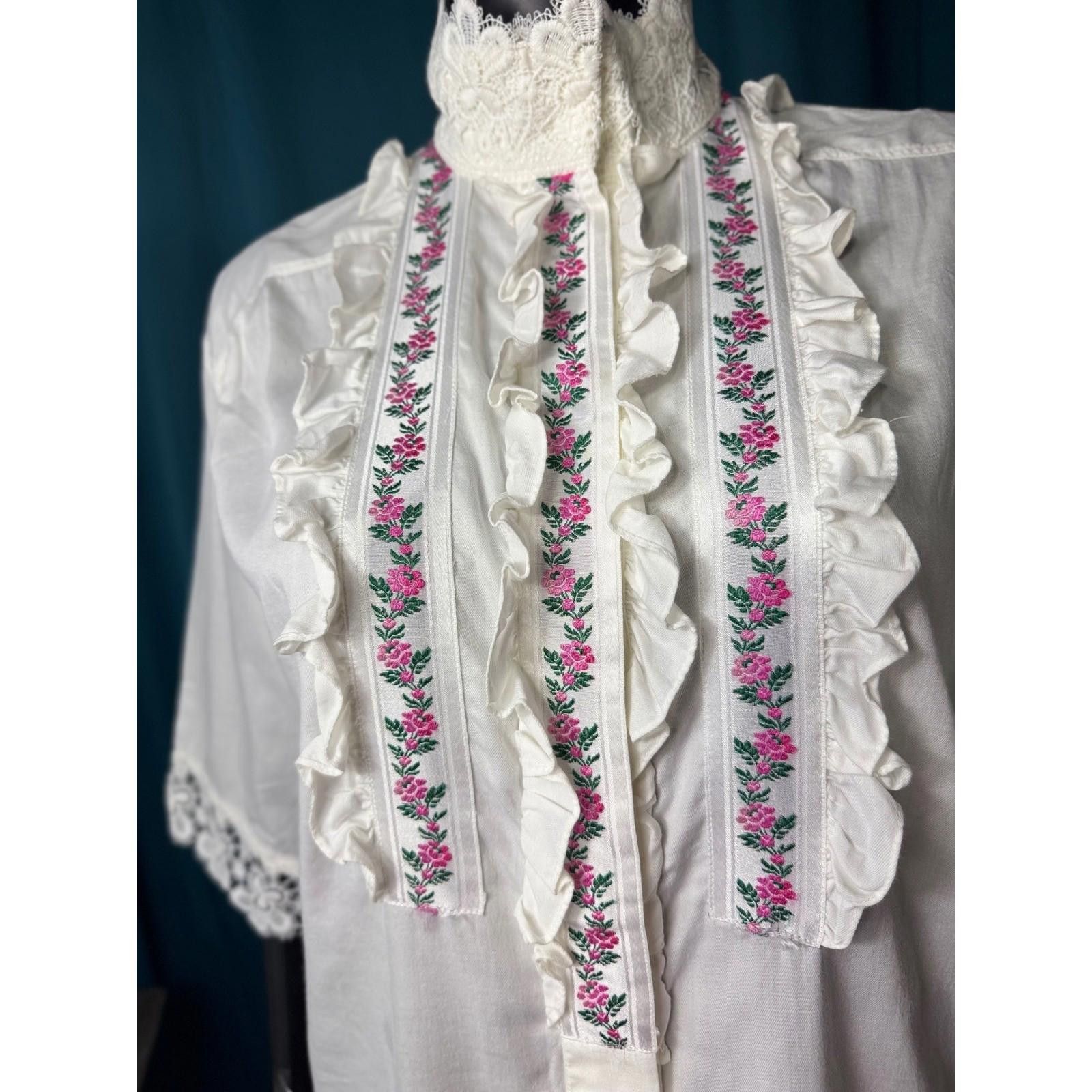 Other Seidensticker vtg Women White Lace Trim Embroidered 38 Size L / US 10 / IT 46 - 3 Thumbnail