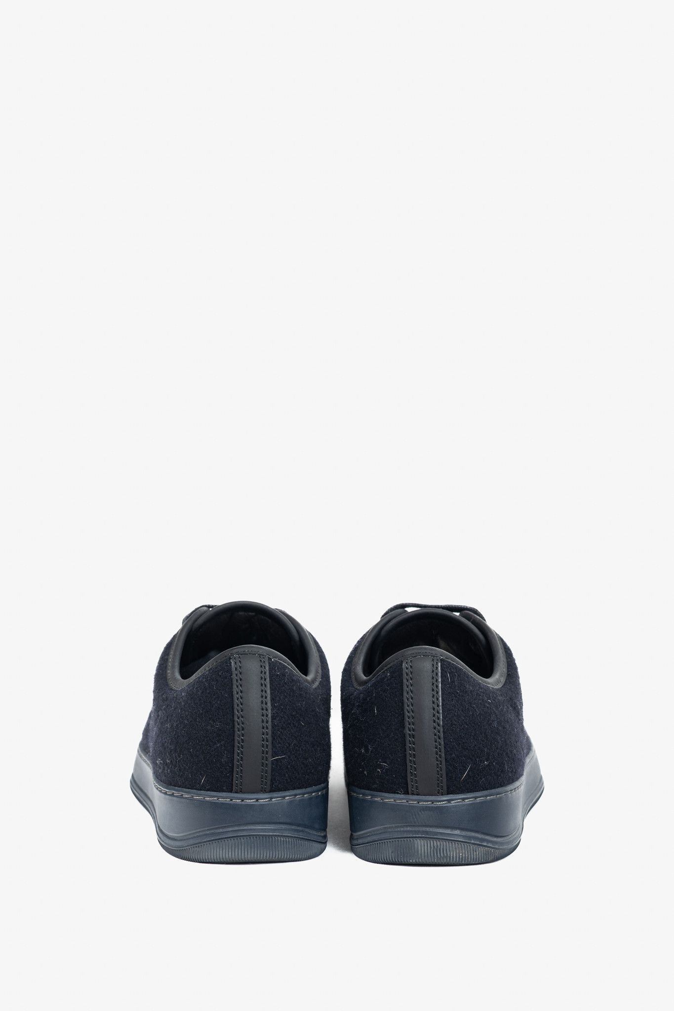 Lanvin Lanvin Navy Felted Wool Low-Top Sneakers Size US 5 / EU 37 - 3 Thumbnail