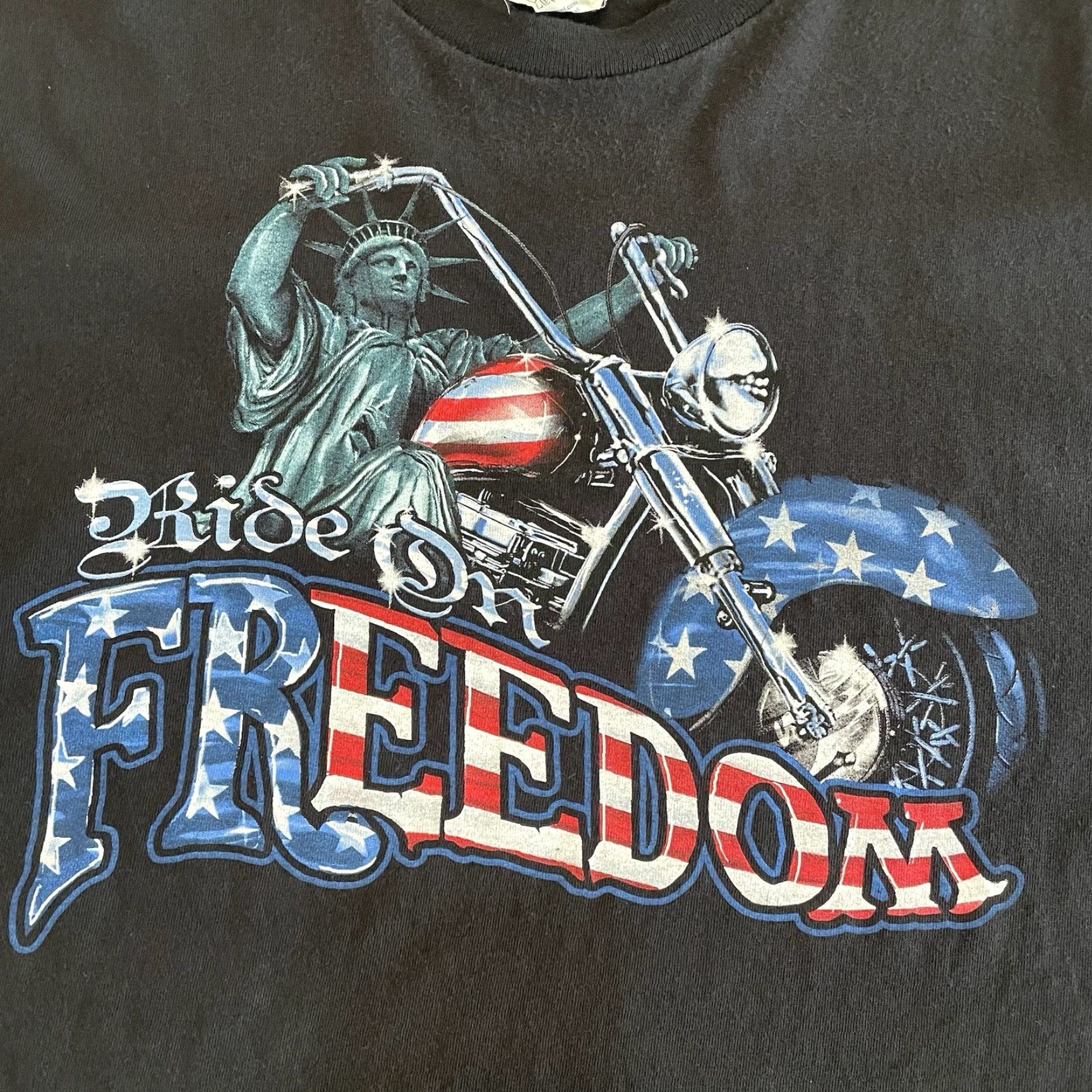Delta VINTAGE Delta Heavy Weight T-Shirt XL Black "Ride On Freedom" Motorcycle Mens Size US XL / EU 56 / 4 - 2 Thumbnail