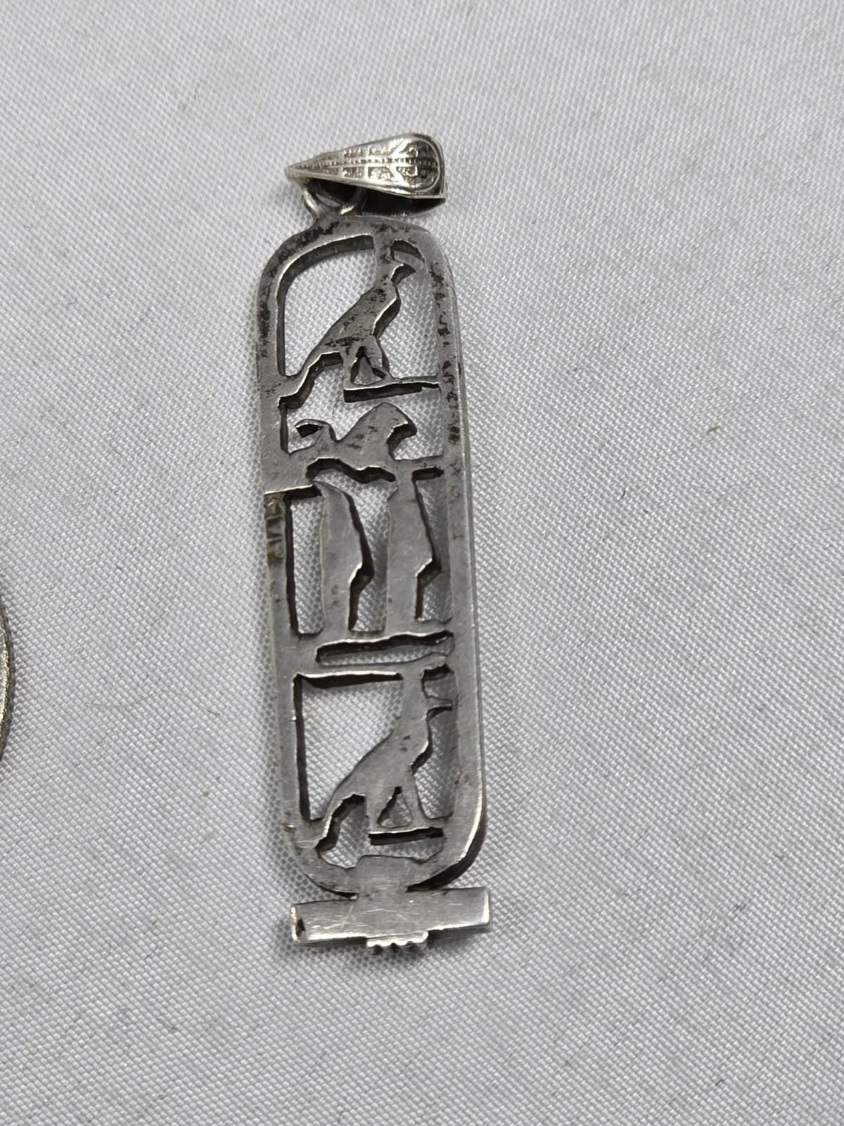 The Unbranded Brand Vintage 925 Sterling Silver Egyptian Cartouche Pendant Alisa Size ONE SIZE - 4 Thumbnail