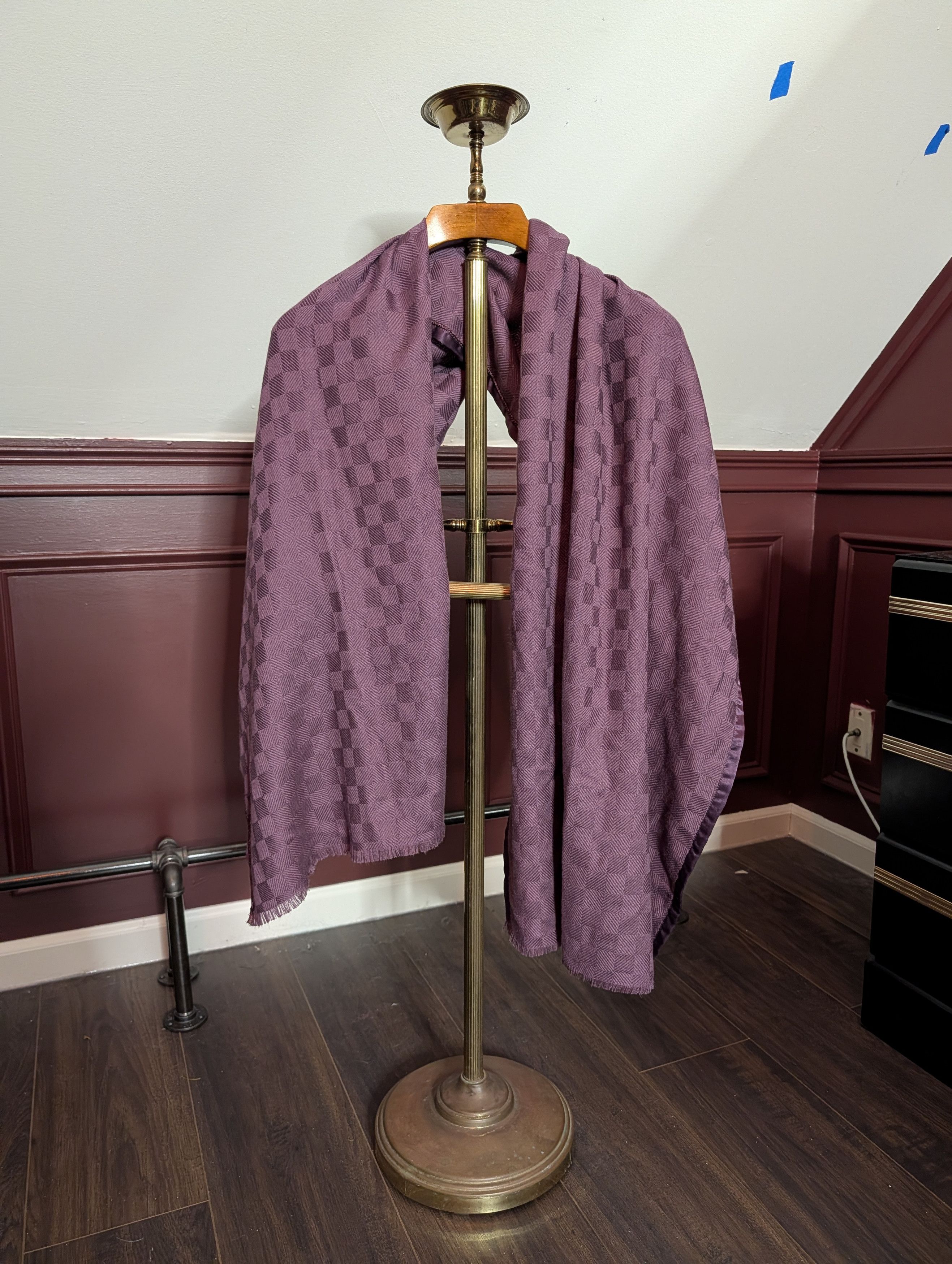 Other AMET & LADOUE pure cashmere checkered wine purple scarf Size ONE SIZE - 1 Thumbnail