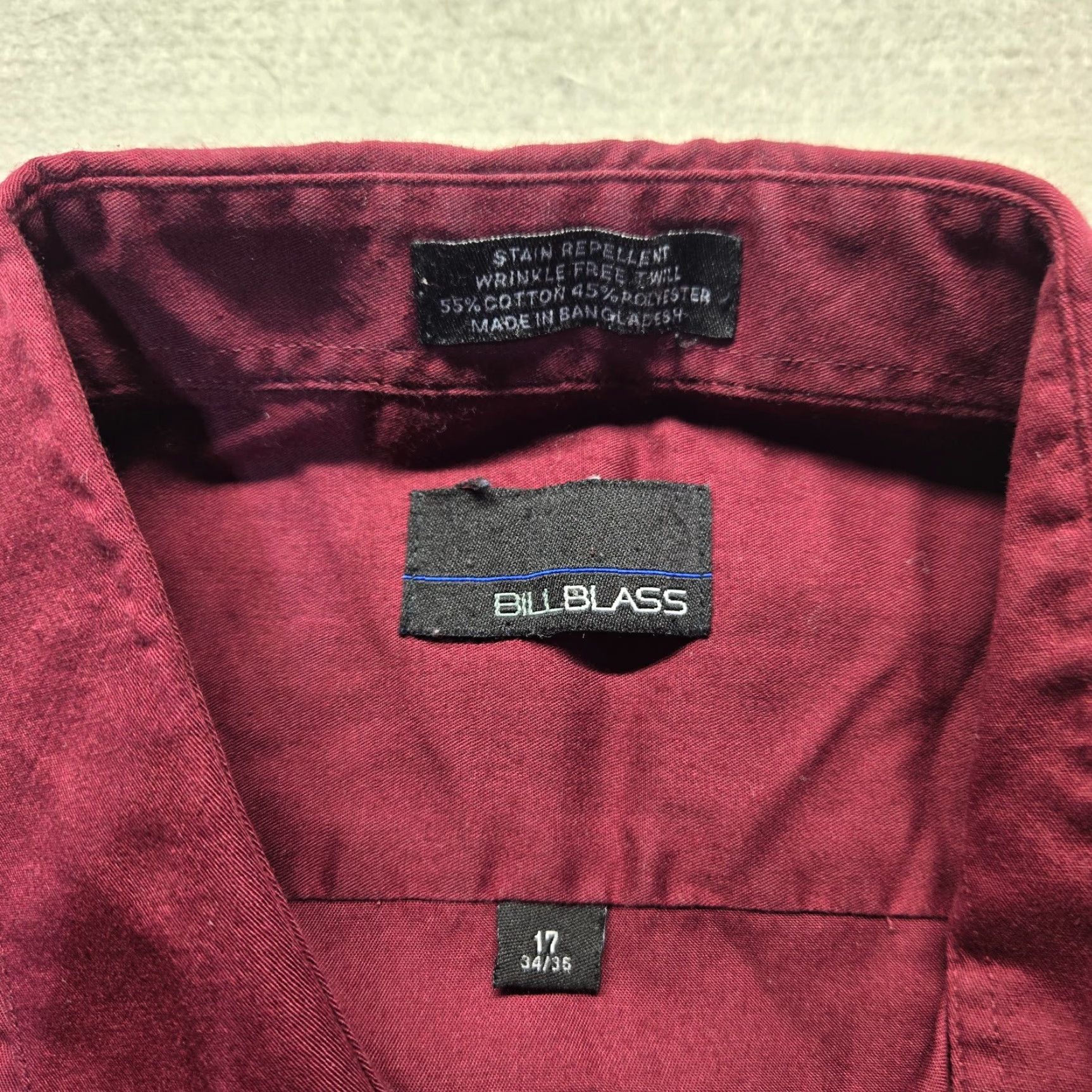 Bill Blass VINTAGE Bill Bass Signature Burgundy Red Long Sleeve Button Up Shirt Adult Mens Size 17 Size US XL / EU 56 / 4 - 3 Thumbnail