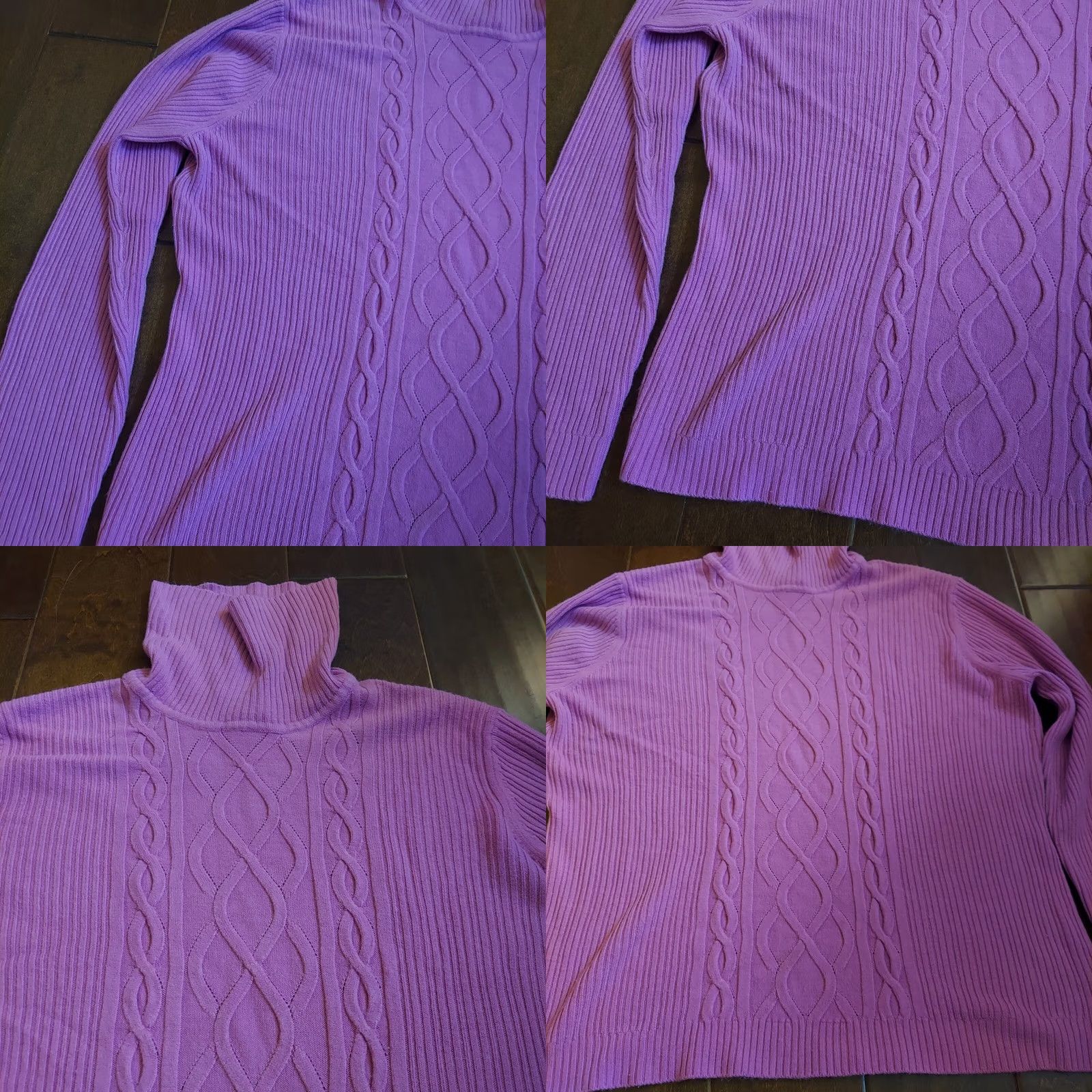 Vintage Requirements Purple Knitted Pattern Long Sleeve Turtleneck Sweater XL Women's Pullover, Breathable Acrylic, Winter/Fall, Casual/Work/Travel, XO Size XL / US 12-14 / IT 48-50 - 8 Thumbnail