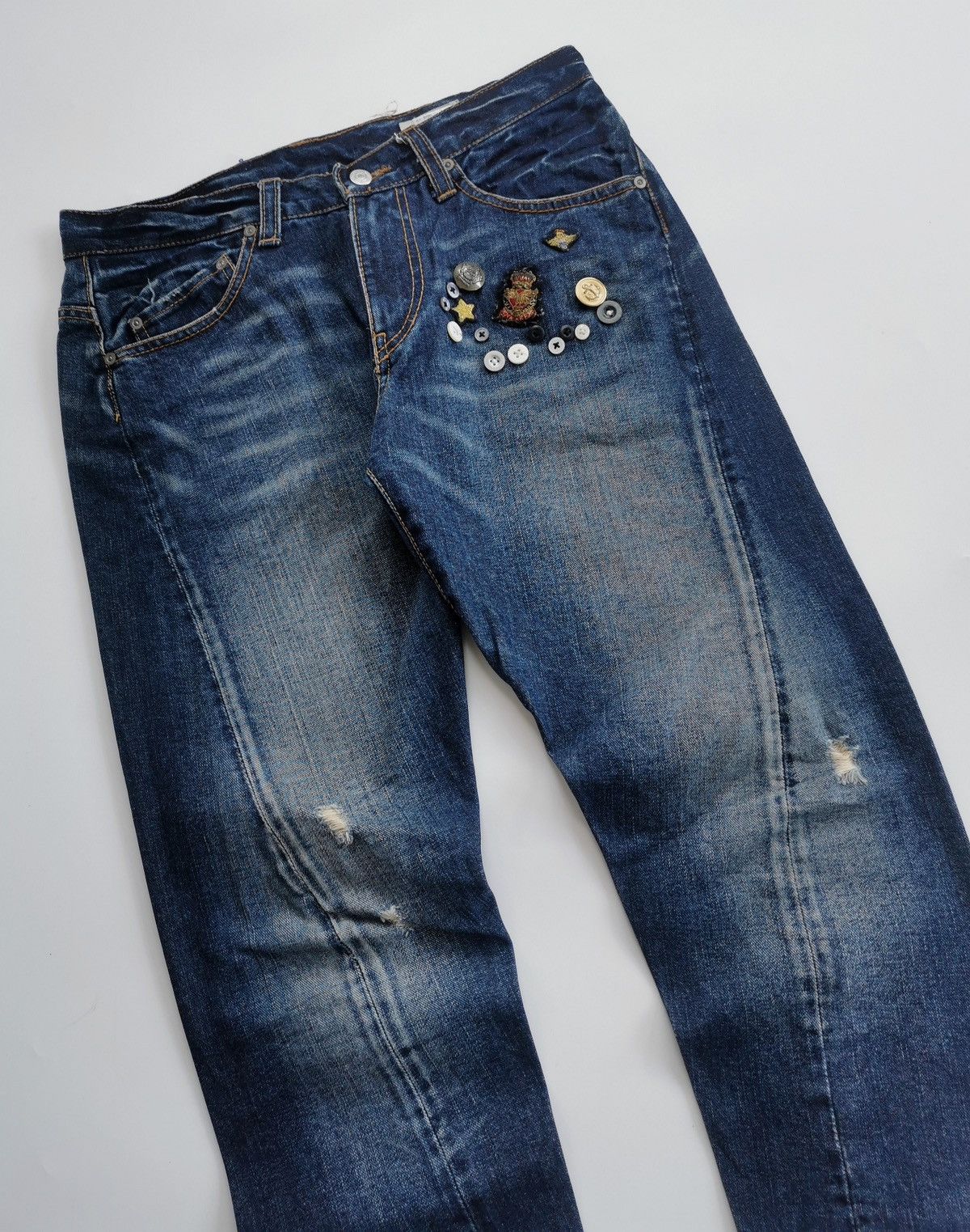 Japanese Brand Double Name Japan Twist Leg Buttons Tapered Jeans Size US 32 / EU 48 - 2 Thumbnail