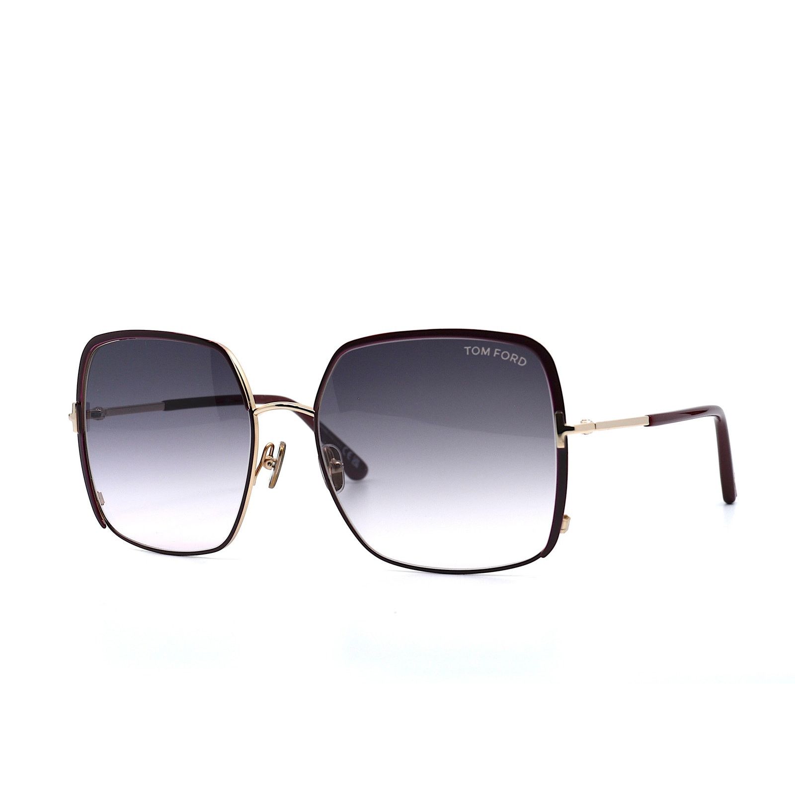 Tom Ford TOM FORD RAPHAELA TF1006 69W GOLD BURGUNDY SMOKE SUNGLASSES Size ONE SIZE - 3 Thumbnail