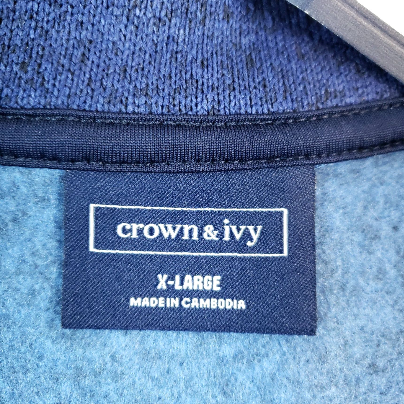 Vintage Crown & Ivy Mens Sweater XL Blue 1/4 Zip Mock Neck Long Sleeve Pullover Zip Size US XL / EU 56 / 4 - 6 Thumbnail
