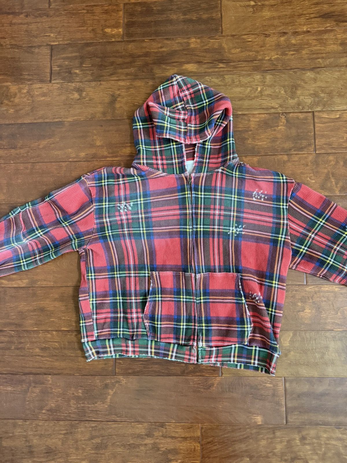 Other XWORE Red plaid waffle knit zip up Size US M / EU 48-50 / 2 - 1 Thumbnail