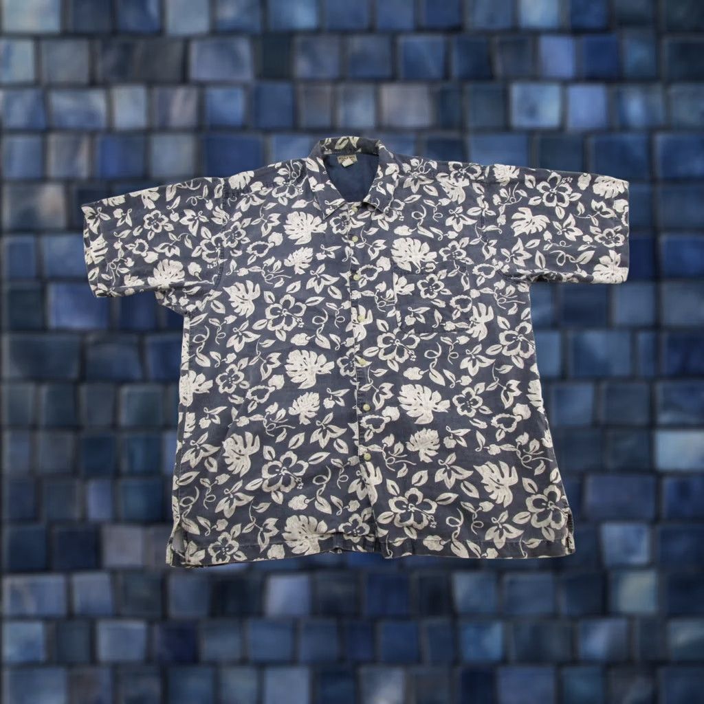 Bugle Boy VINTAGE Bugle Boy Hawaiian Style Button Shirt Short Sleeve Men's 2XL Blue Tropical Floral Shirt, Button-Up, Ramie Blend, Cotton, 2XL, Men Size US XXL / EU 58 / 5 - 1 Thumbnail